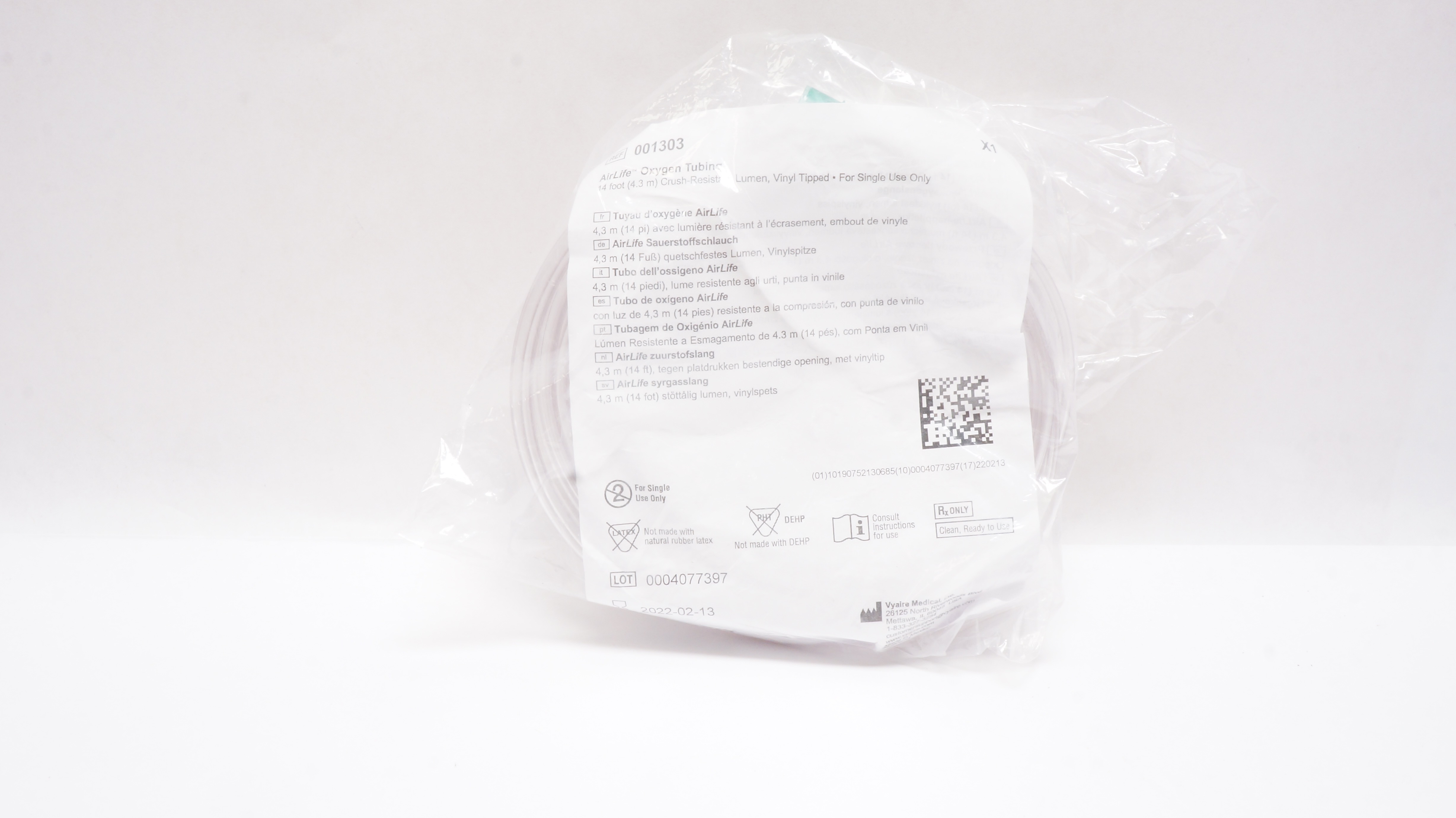 Vyaire 001303 AirLife Oxygen Tubing 14 foot (x)