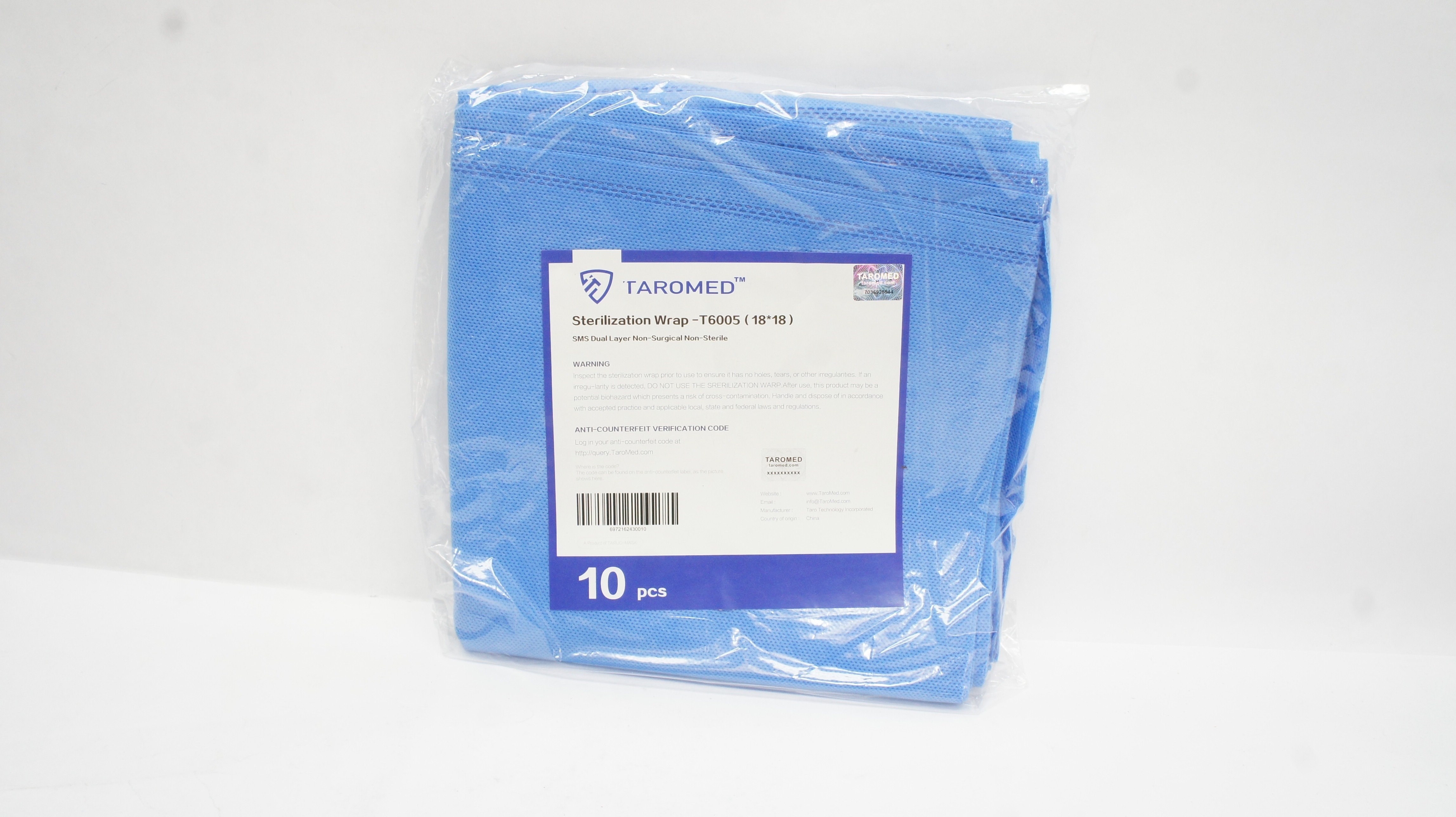 Taromed T6005 SMS Dual Layer Non-Surgical Sterilization Wrap 18*18 - Pack of 10