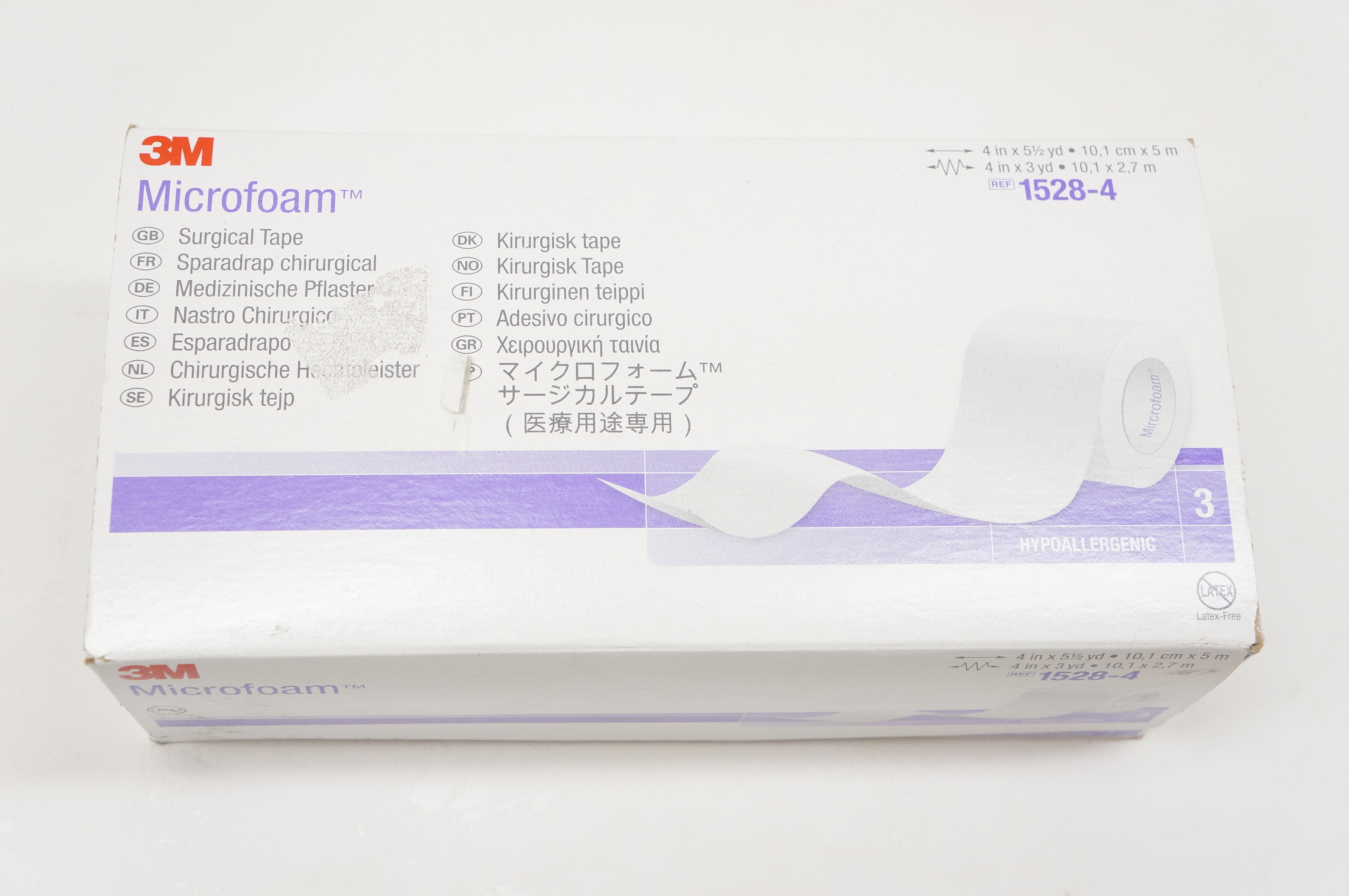 3M 1528-4 Microfoam Surgical Tape 4inch x 3yd. - Box of 3