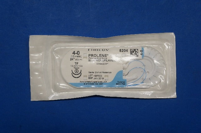 Ethicon 8204 4-0 PROLENE, TF 13mm 1/2c Taper, Blue Monofilament, 24inch
