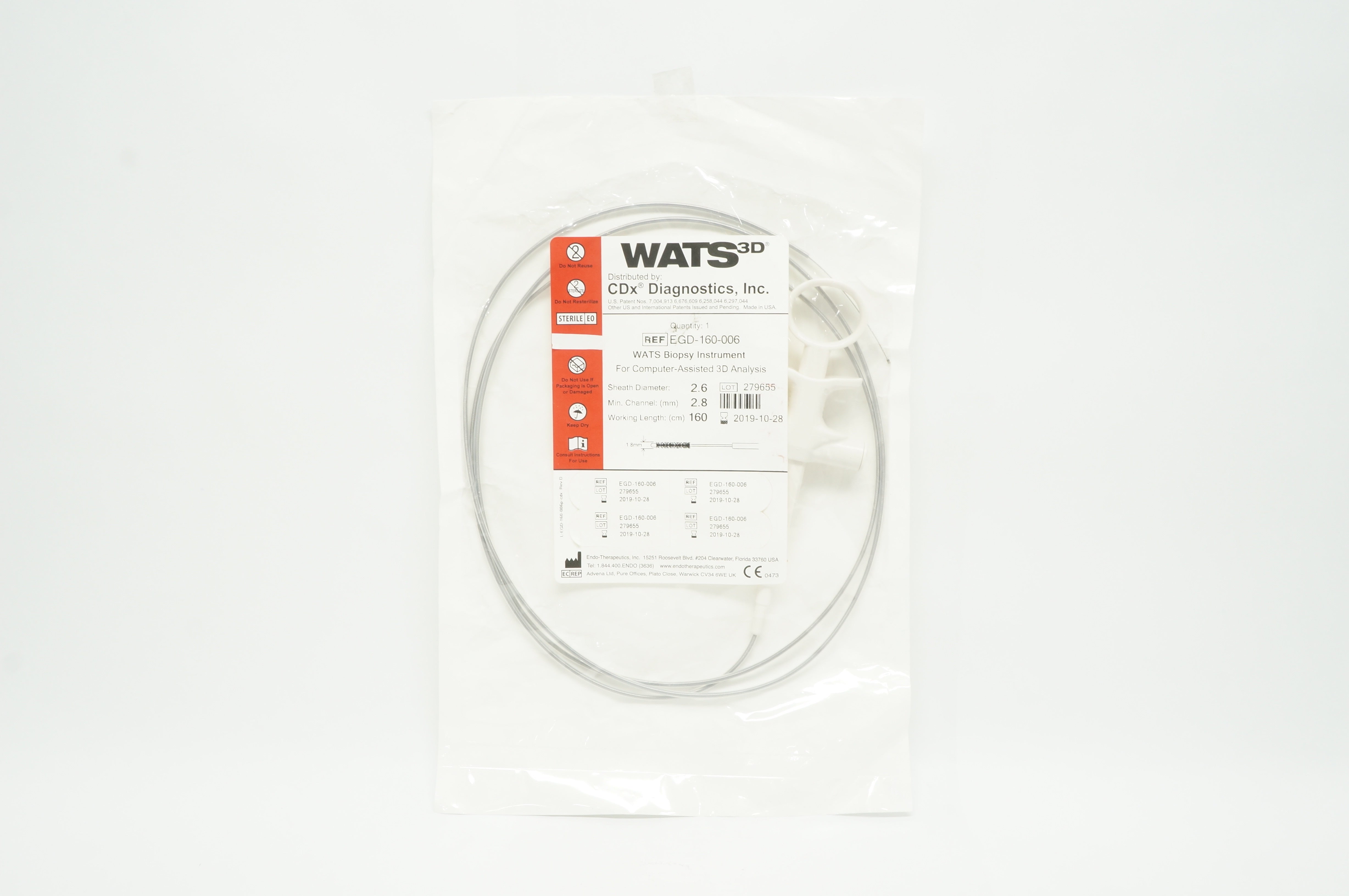 Endo-Therapeutics EGD-160-006  Wats 3D Biopsy Instrument 2.6 x 2.8mm x 160cm (x)