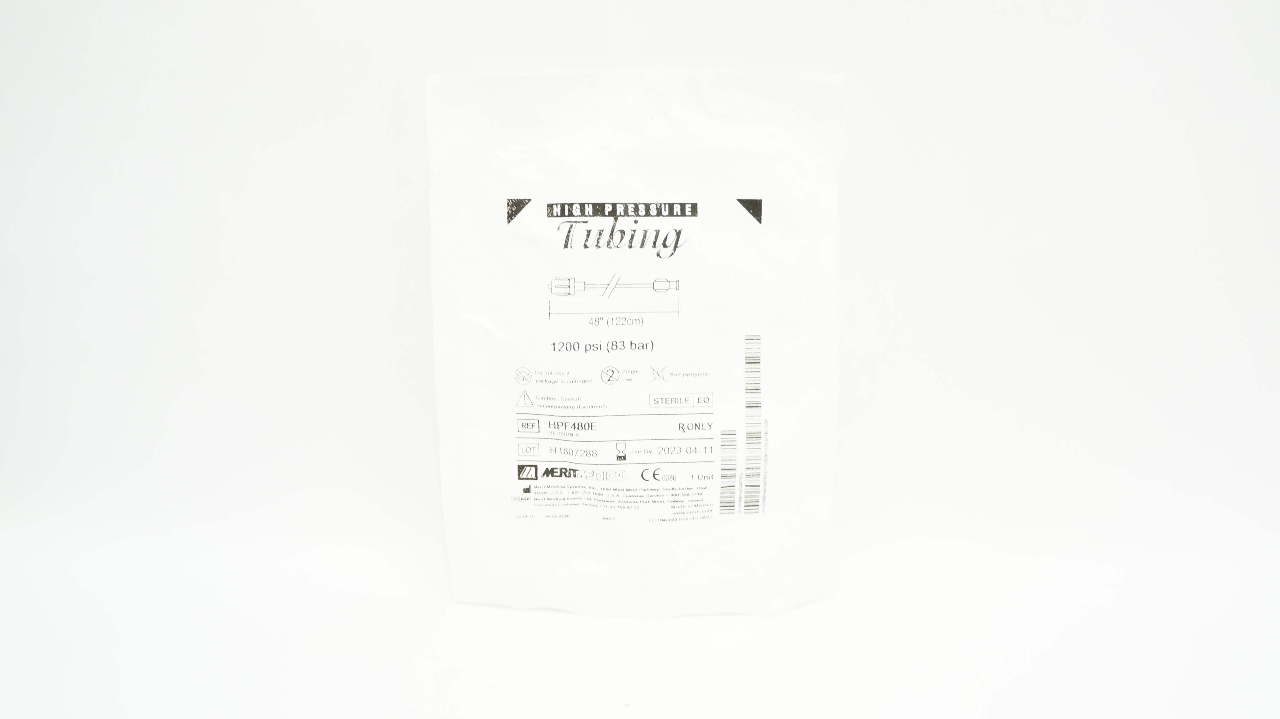Merit Medical HPF480E High Pressure Tubing 48inch, 1200 psi (x)
