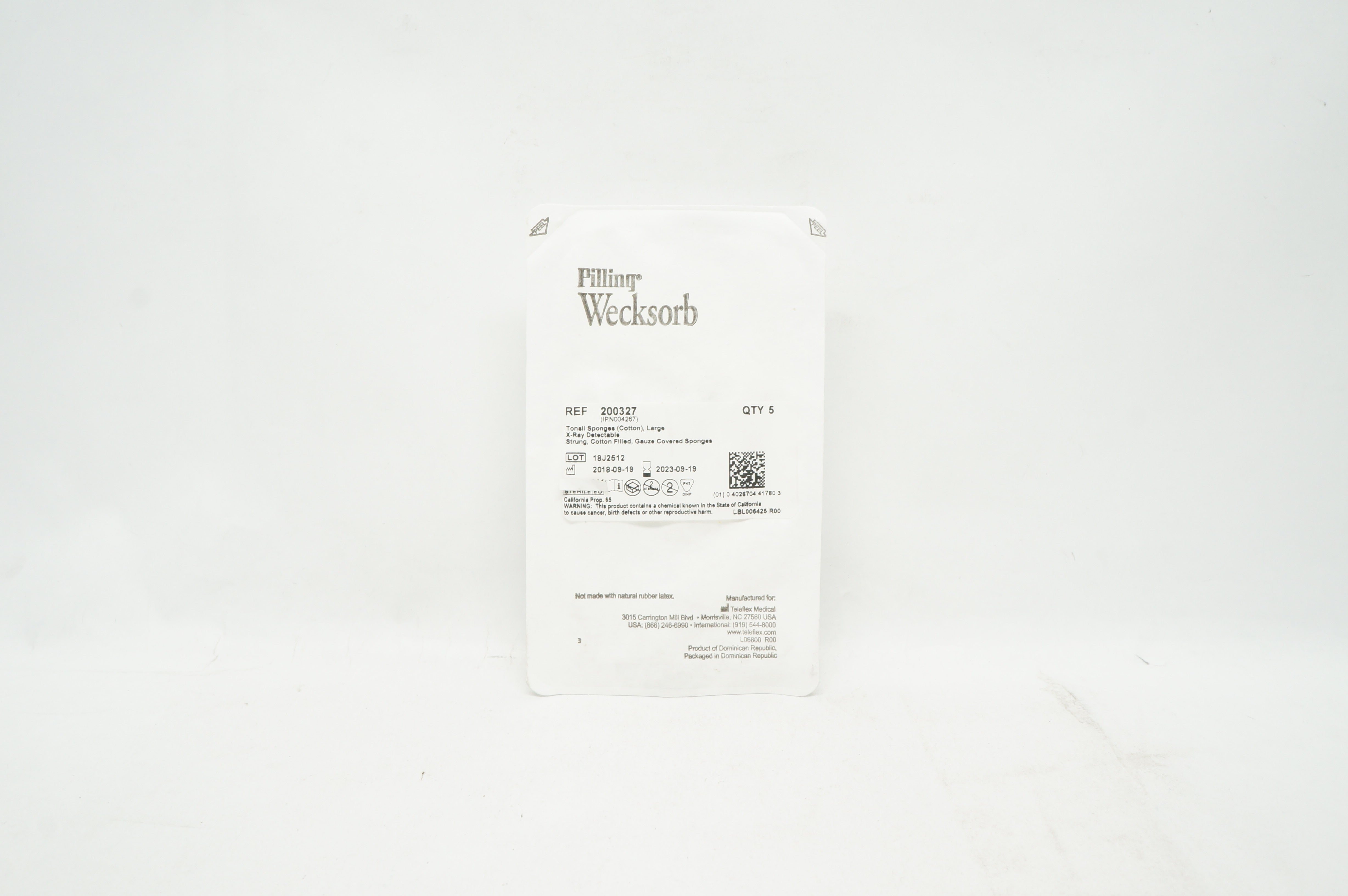 Pilling 200327 Wecksorb Tonsil Sponges Large X-Ray Detectable - Pack of 5