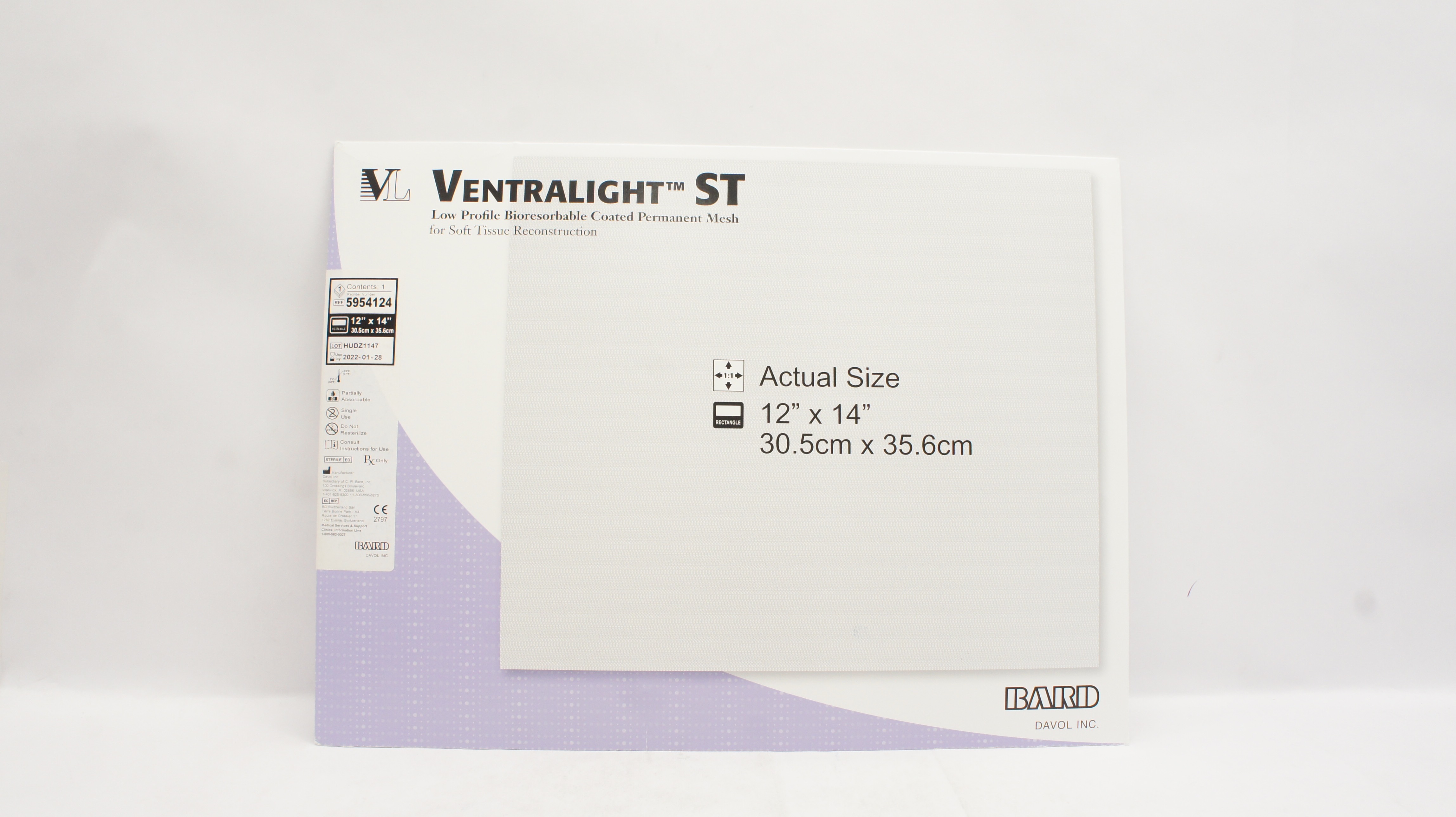 Bard 5954124 Ventralight ST Low Profile Bioresorbable Coated 12inch x 14inch (x)