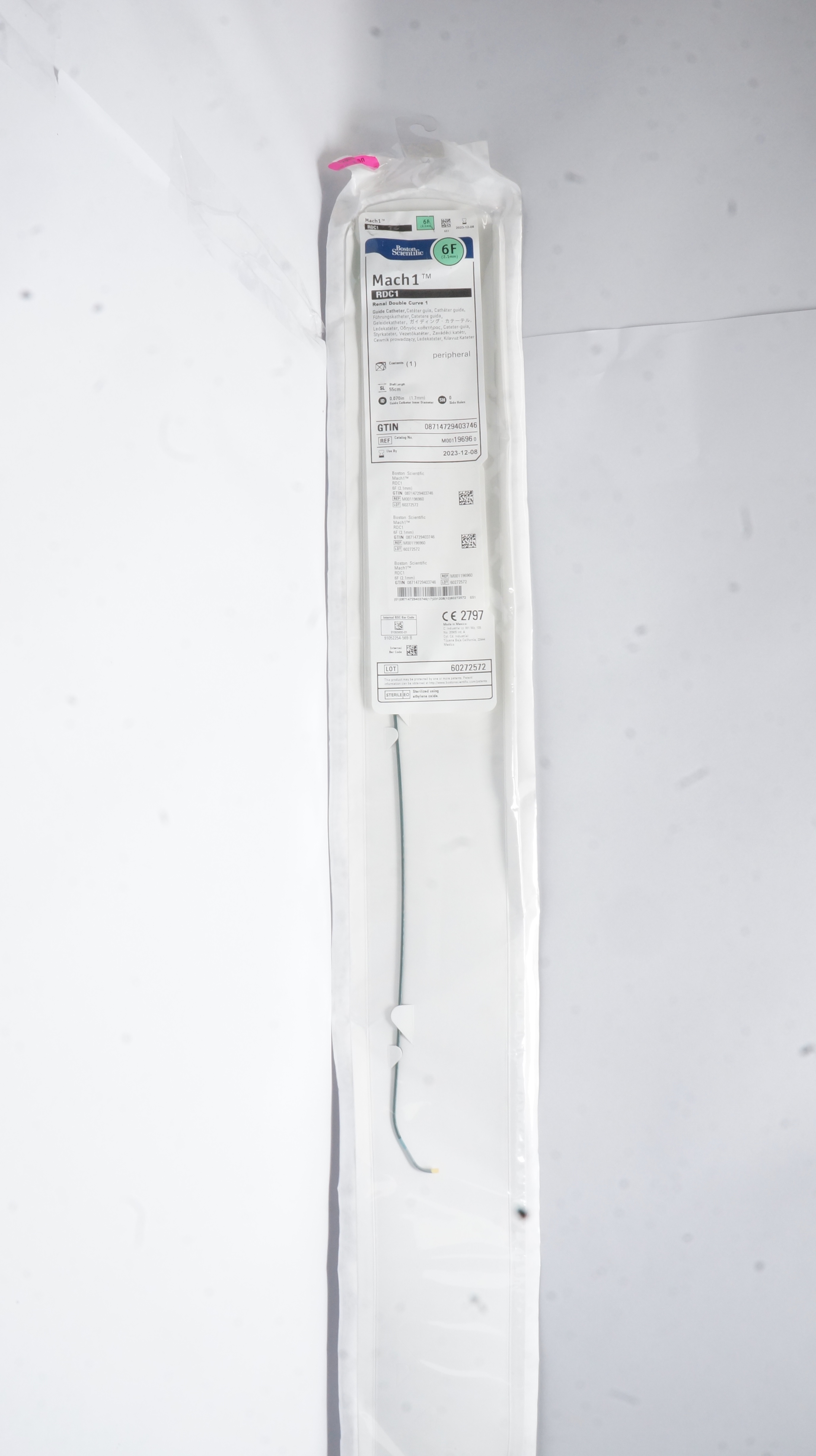 Boston Scientific 19696  Mach 1 RDC1 Renal Double Curve 1, Guide Cath. 6F (x)