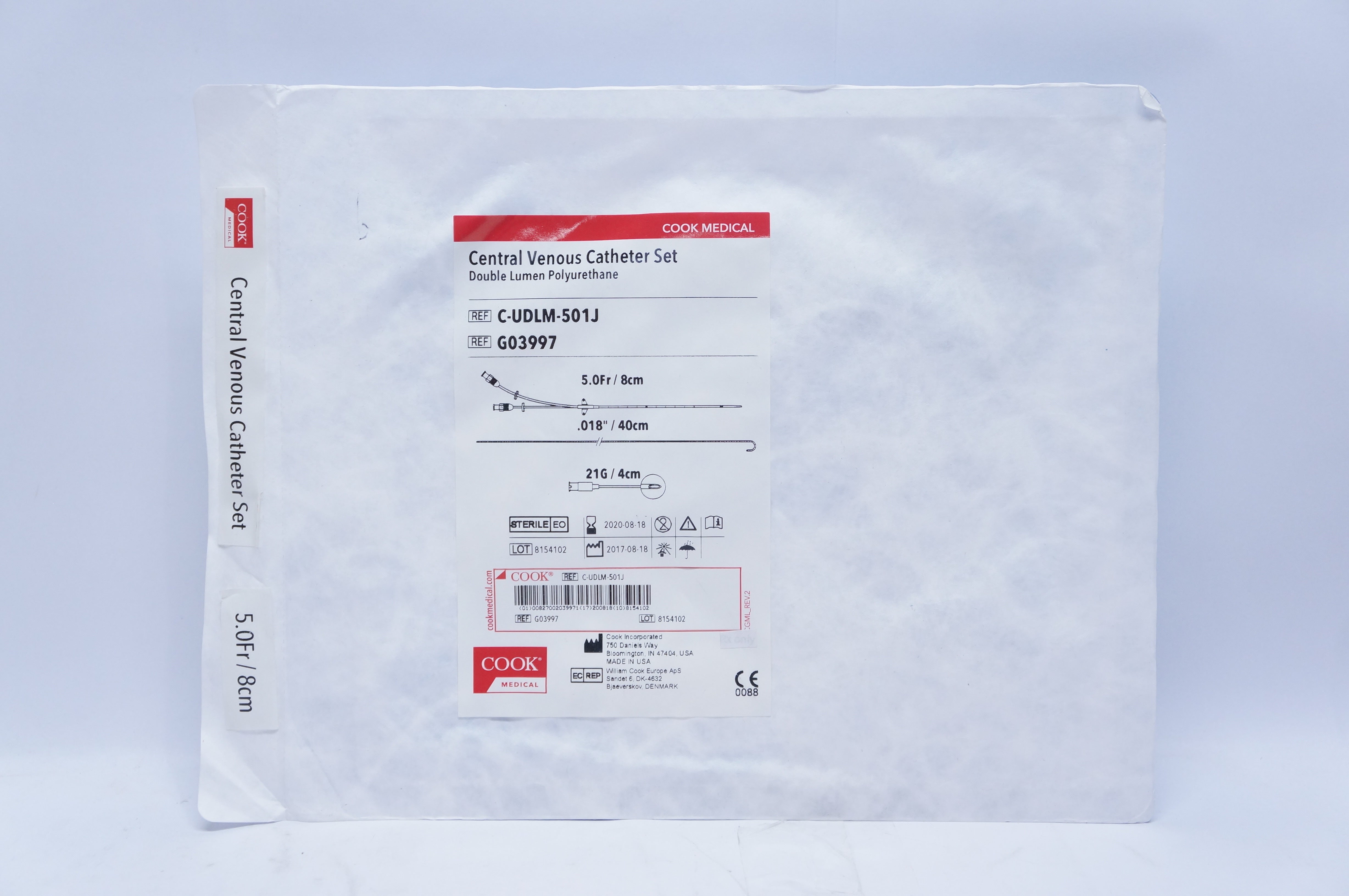 Cook Medical G03977 Central Venous Cath. Set 5Fr. x 0.018inch x 21G (x)