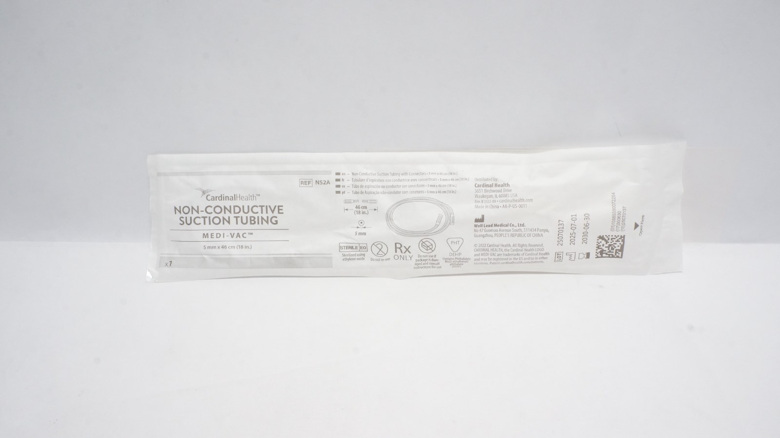 Cardinal Health N52A NON-CONDUCTIVE SUCTION TUBING 5mm x 46cm