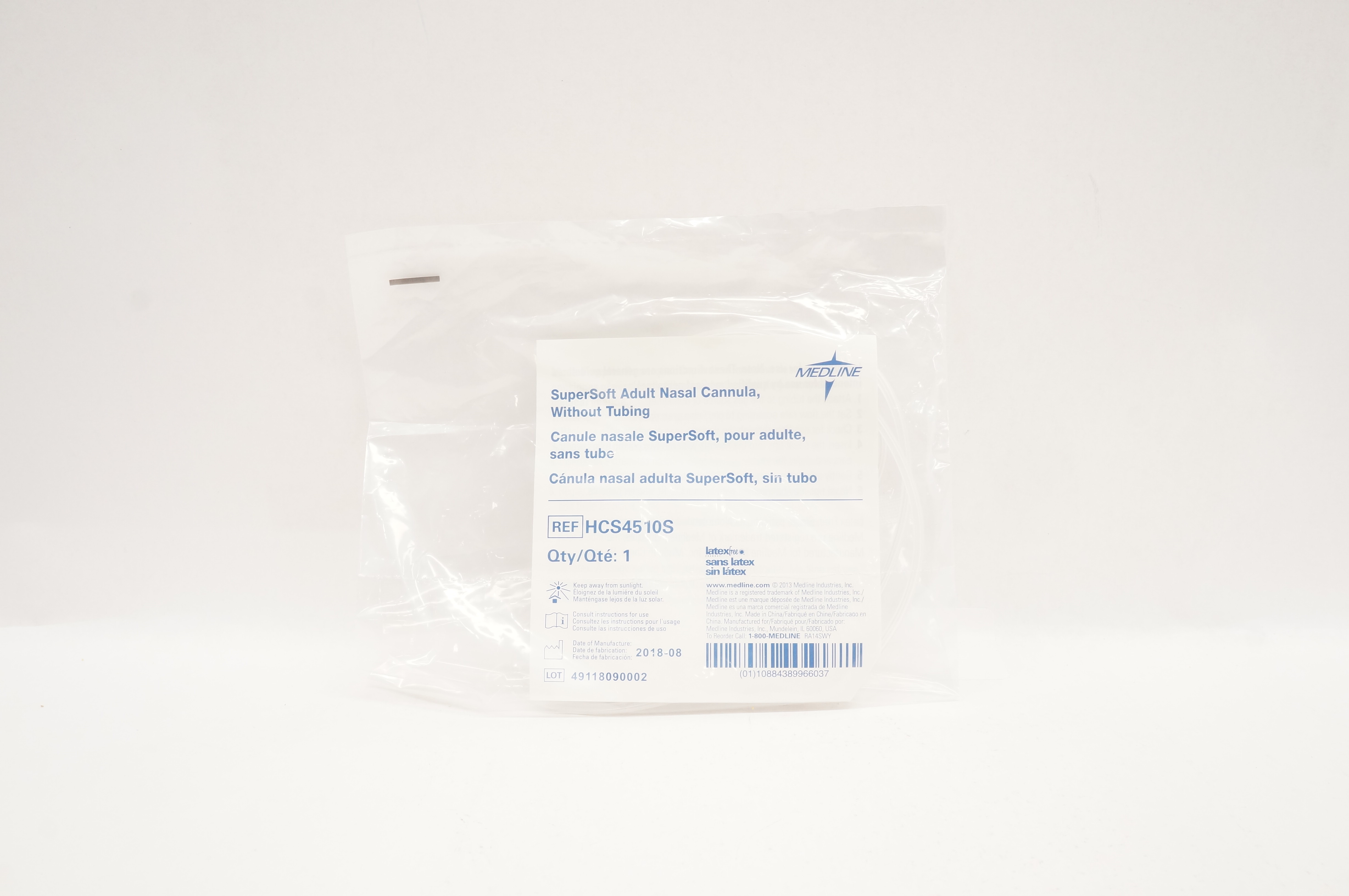 Medline HCS4510S SuperSoft Adult Nasal Cannula Without Tubing