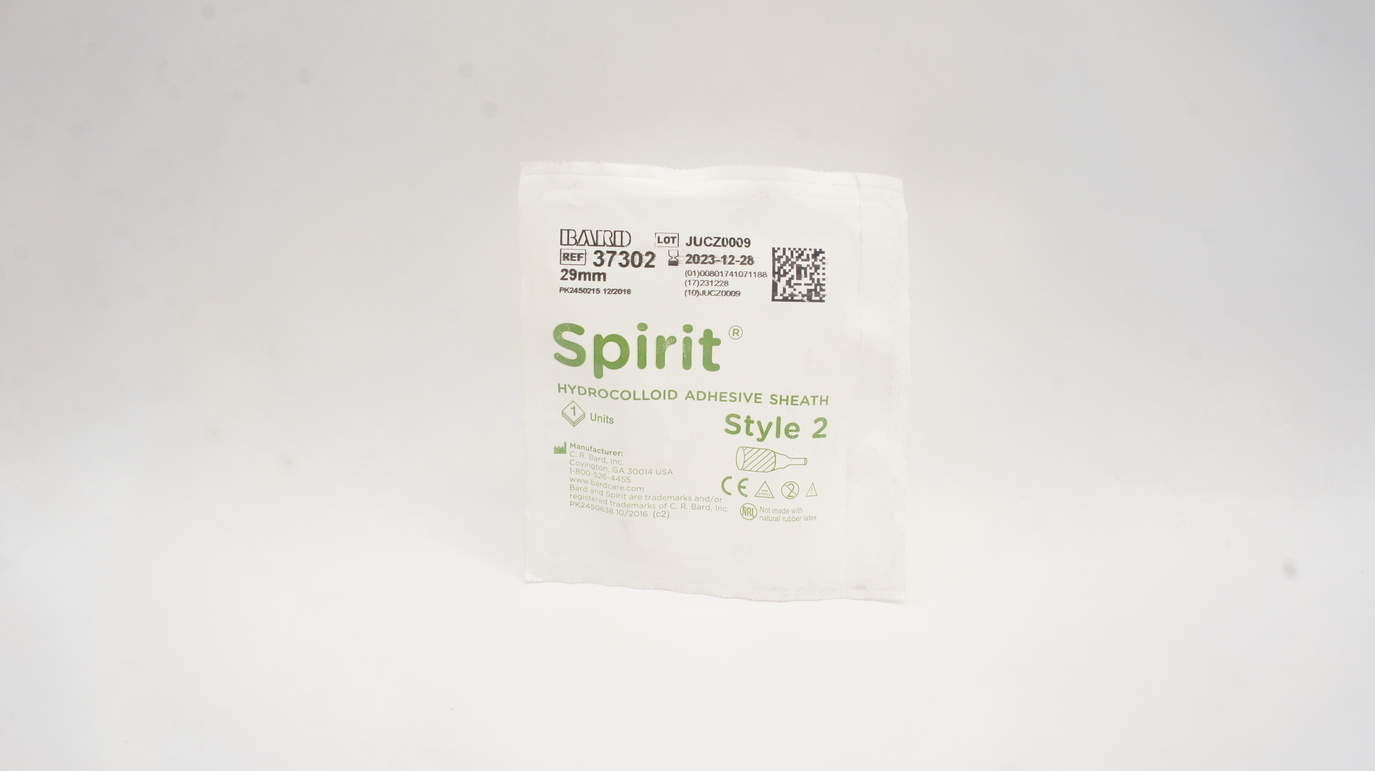 Bard 37302 Spirit Hydrocolloid Adhesive Sheath Style 2 29mm