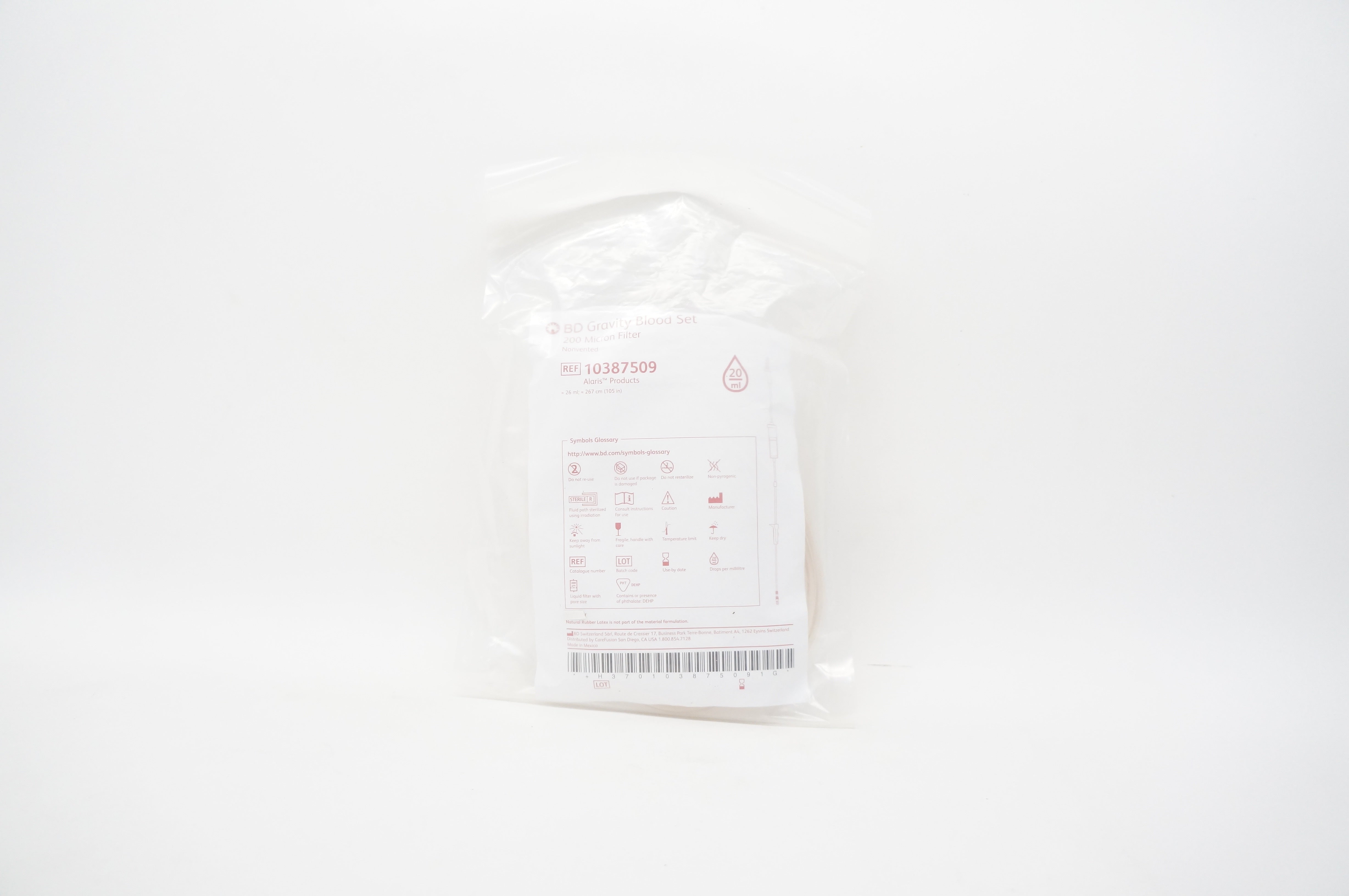 BD 10387509 Gravity Blood Set 200 Micron Filter Nonvented 20ml (x)