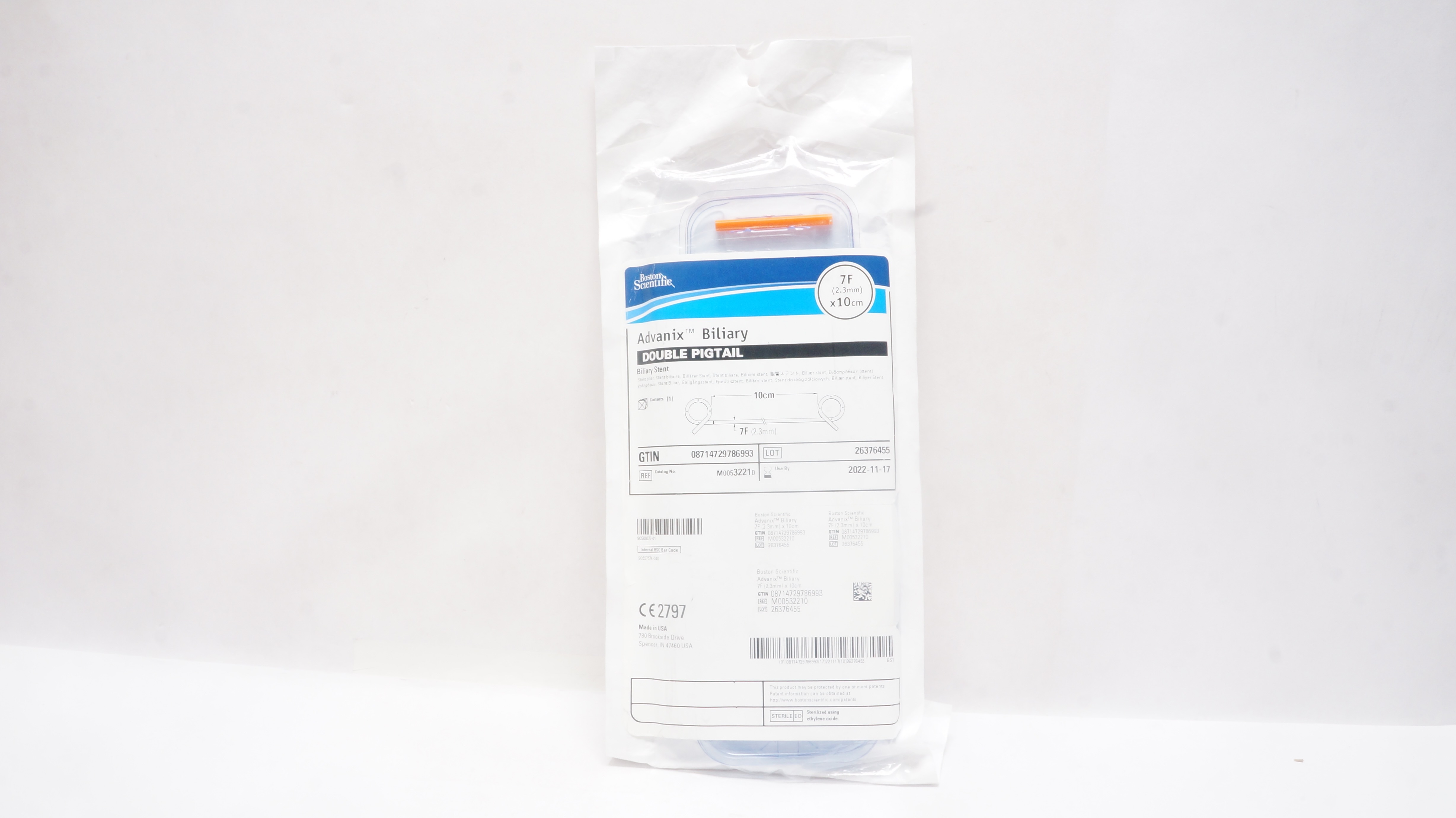 Boston Scientific M00532210 Advanix Biliary, Double Pigtail Stnt 7F x 10cm (x)