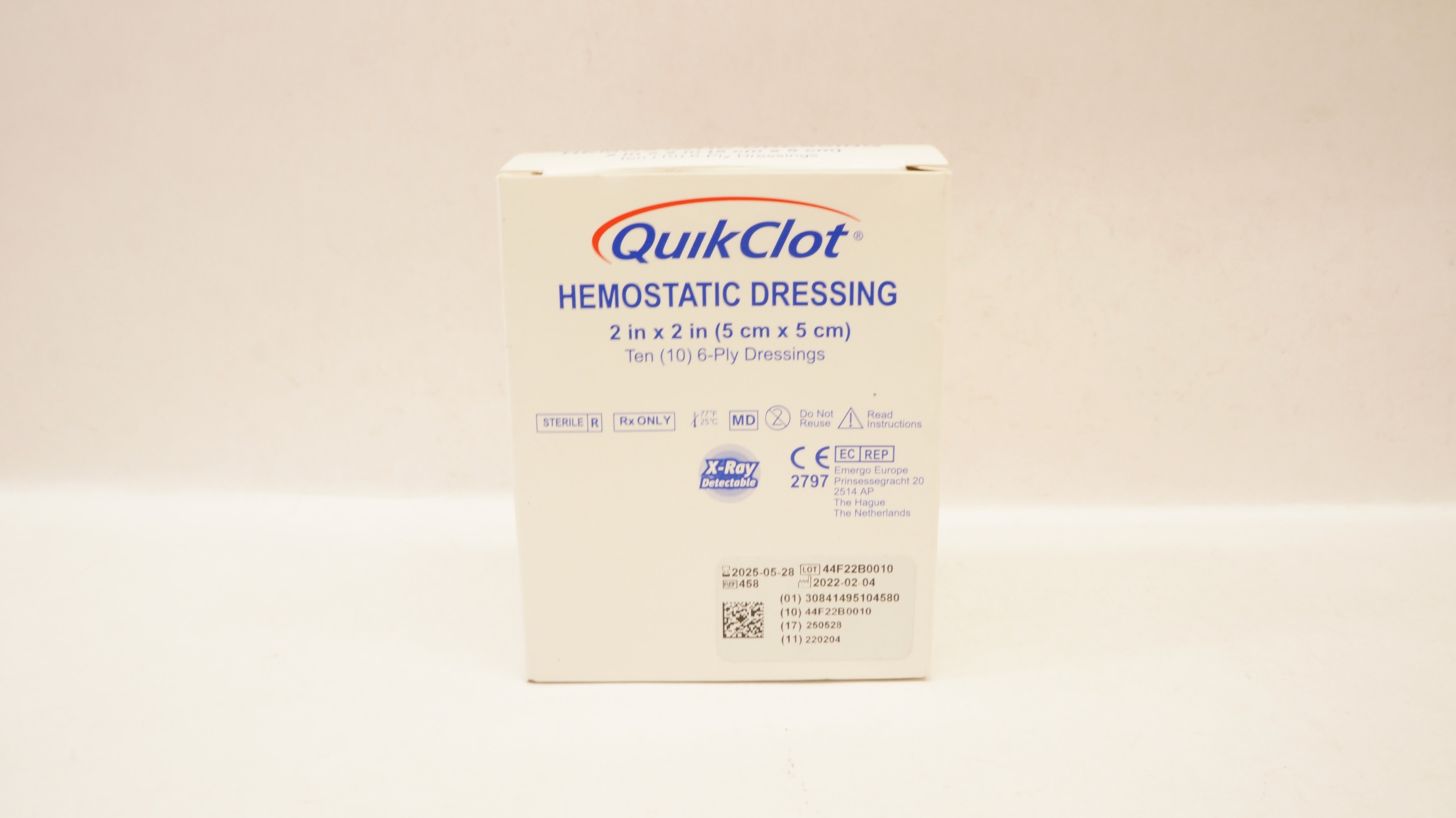 Z-Medica 458 QuickClot Hemostatic Dressing 6-Ply 2inch x 2inch - Box of 10