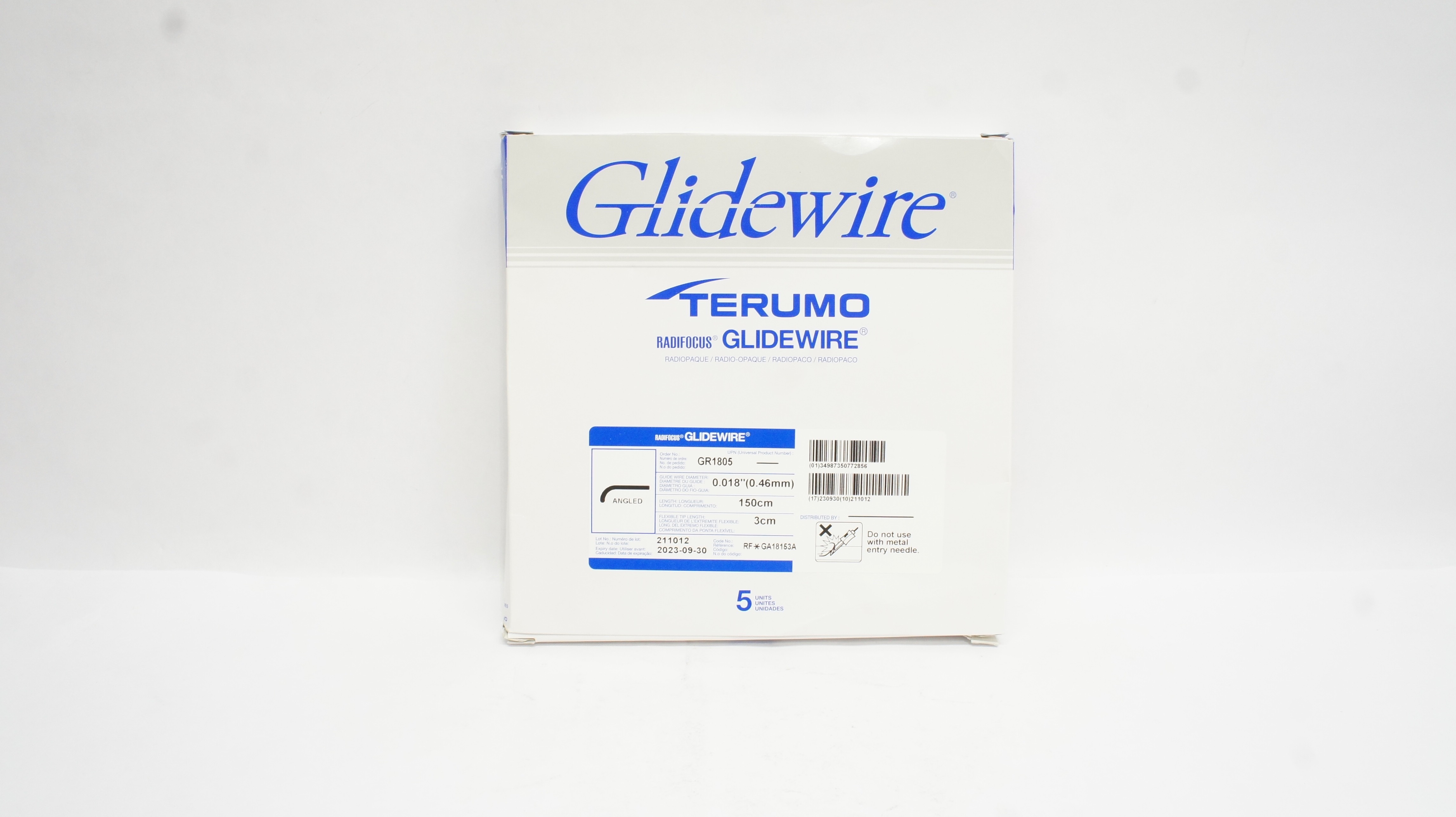 Terumo GA18153A Radifocus Glidewire Guide Wire, Angled 0.018inch x 150 x 3cm (x)