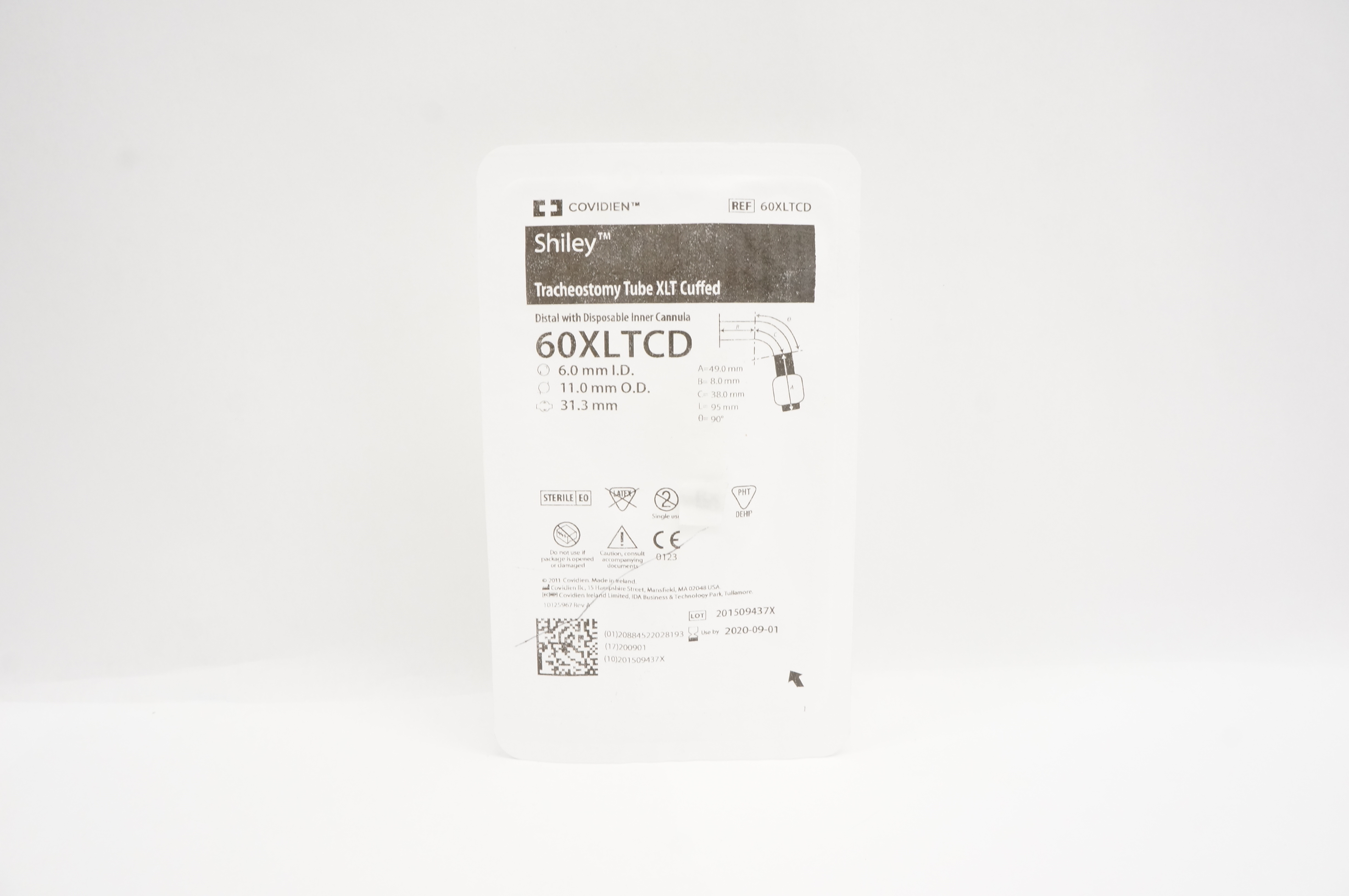 Covidien 60XLTCP Shiley Tracheostomy Tube XLT Cuffed 6mm x 11mm x 31.3mm (x)