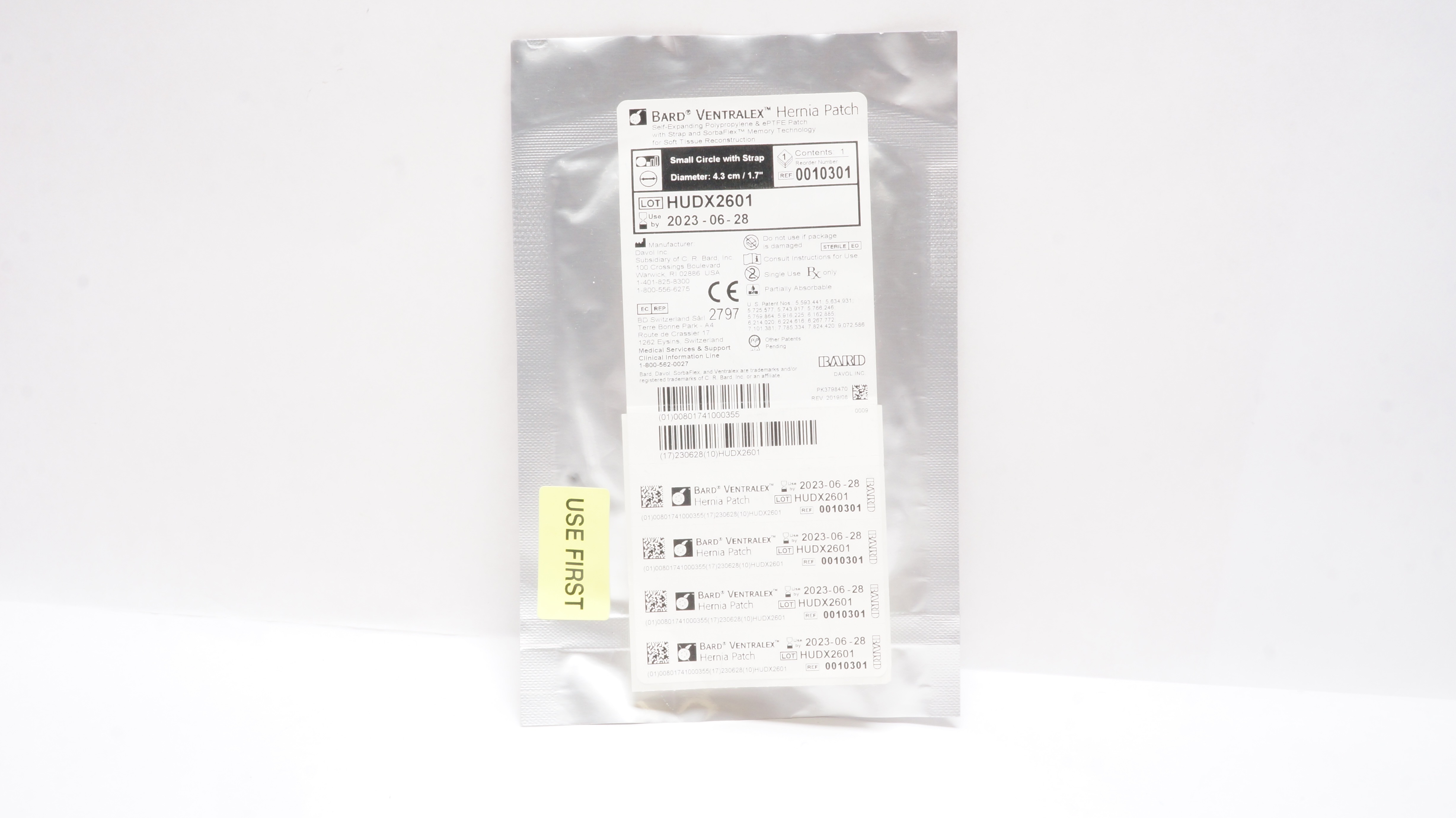 Bard 0010301 Ventralex Hernia Patch Self-Expanding 1.7inch