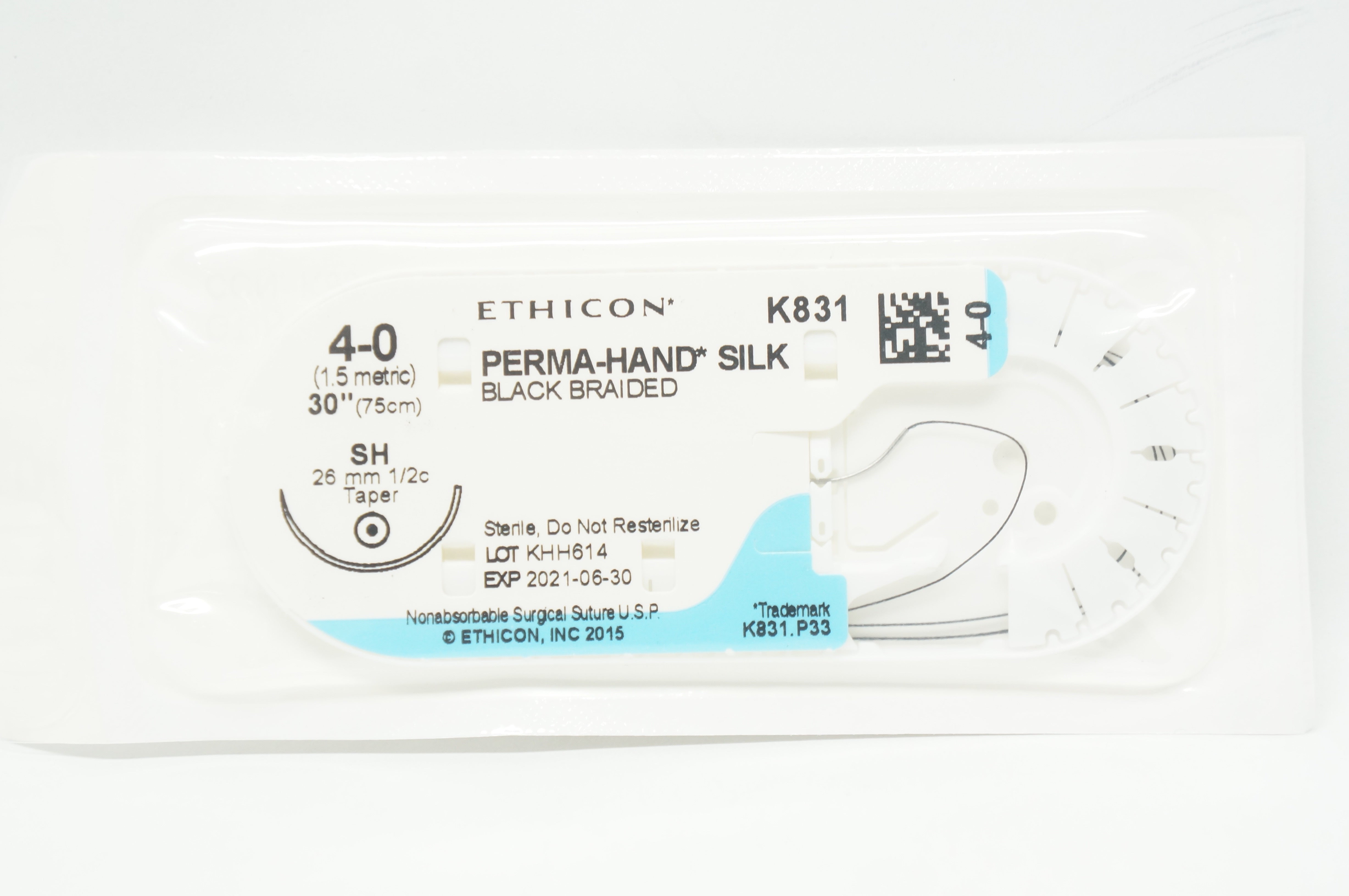 Ethicon K831 4-0 Perma-Hand Silk Stre SH 26mm 1/2c Taper, 30 inch (x)