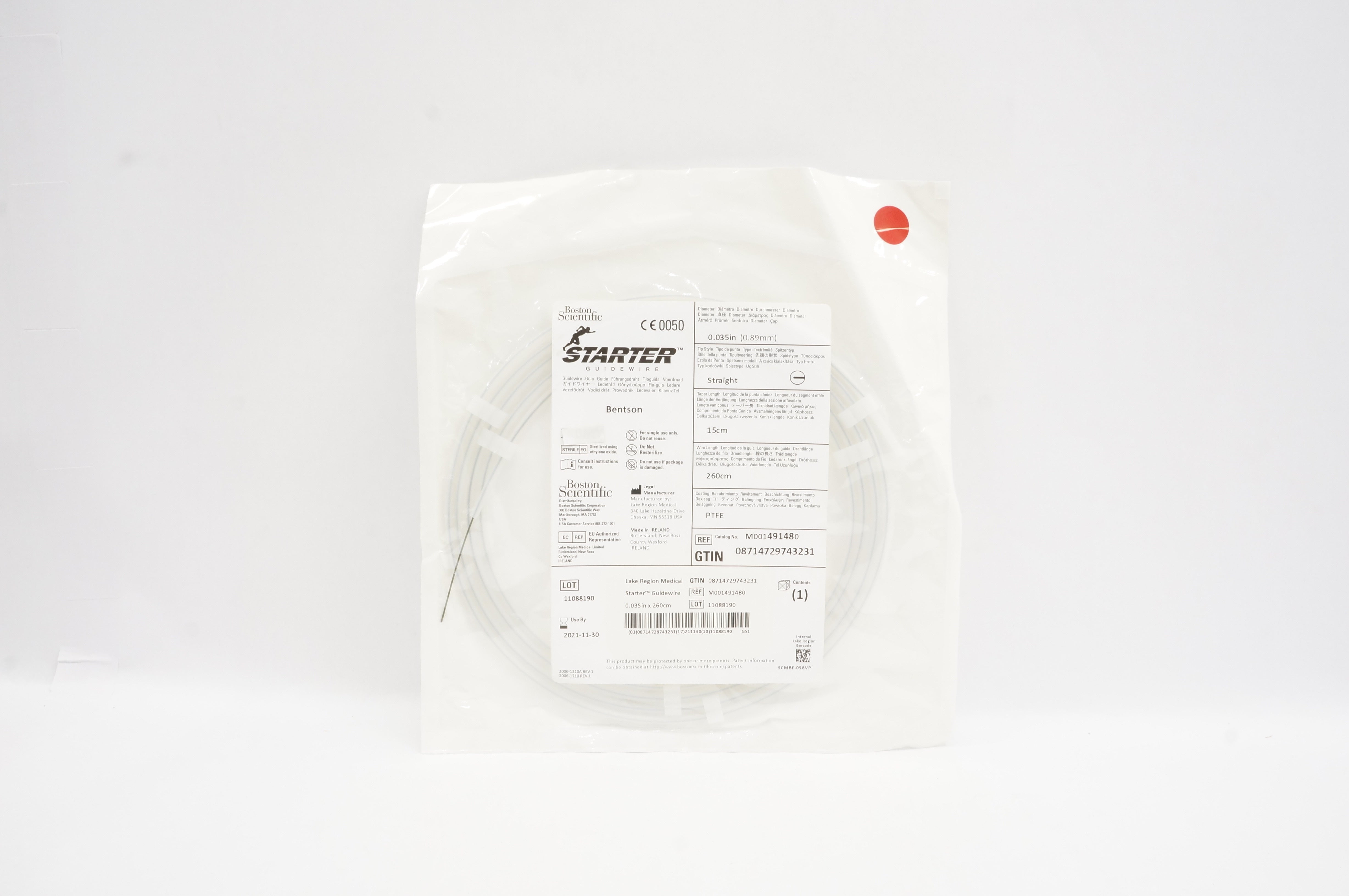 Boston Scientific 49148 Starter Guidewire Bentson 0.035in x 260cm (x)