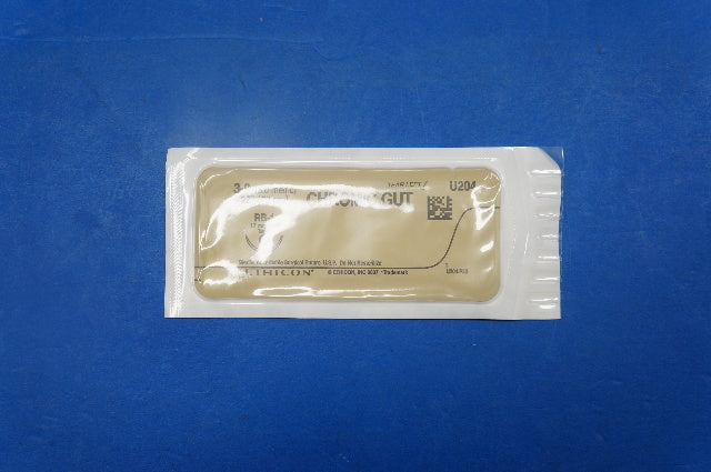Ethicon U204 3-0 CHROMIC GUT, RB-1 17mm 1/2c Taper, 27