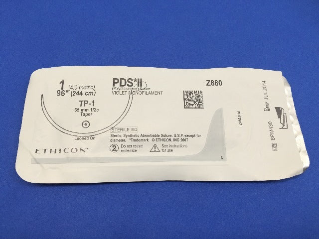 Ethicon Z880 PDS II, TP-1 Taper, Violet Monofilament 96