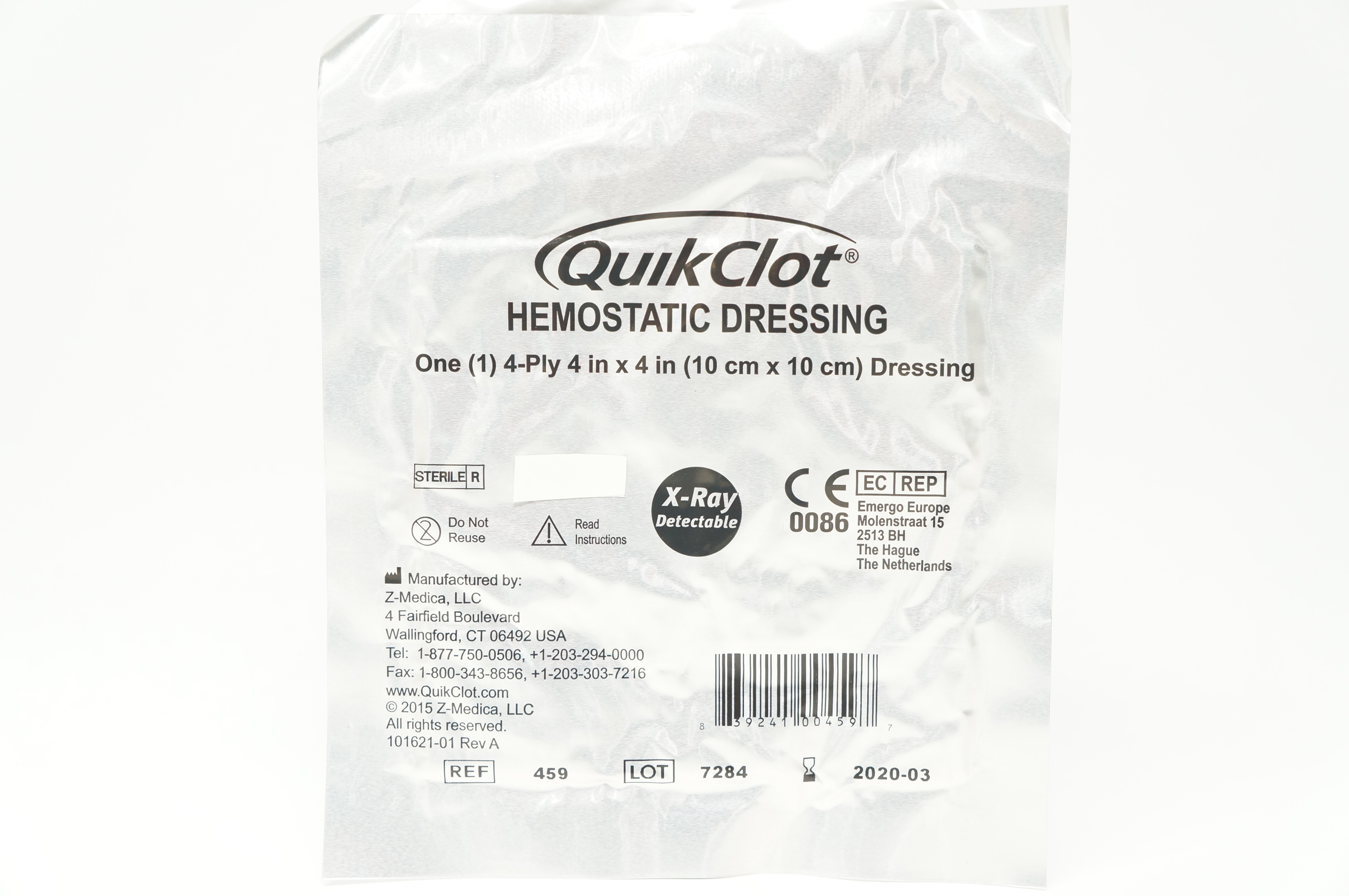 Z-Medica 459 QuikClot Hemostatic Dressing 4-Ply 4inch x 4inch (x)