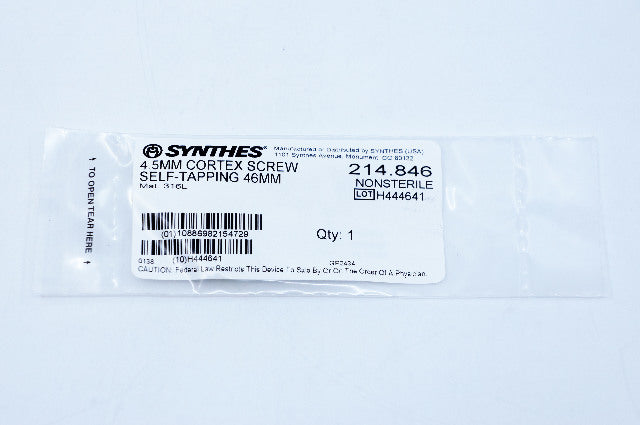 Synthes 214.846 4.5mm Cortex Screw Self-Tapping 46mm