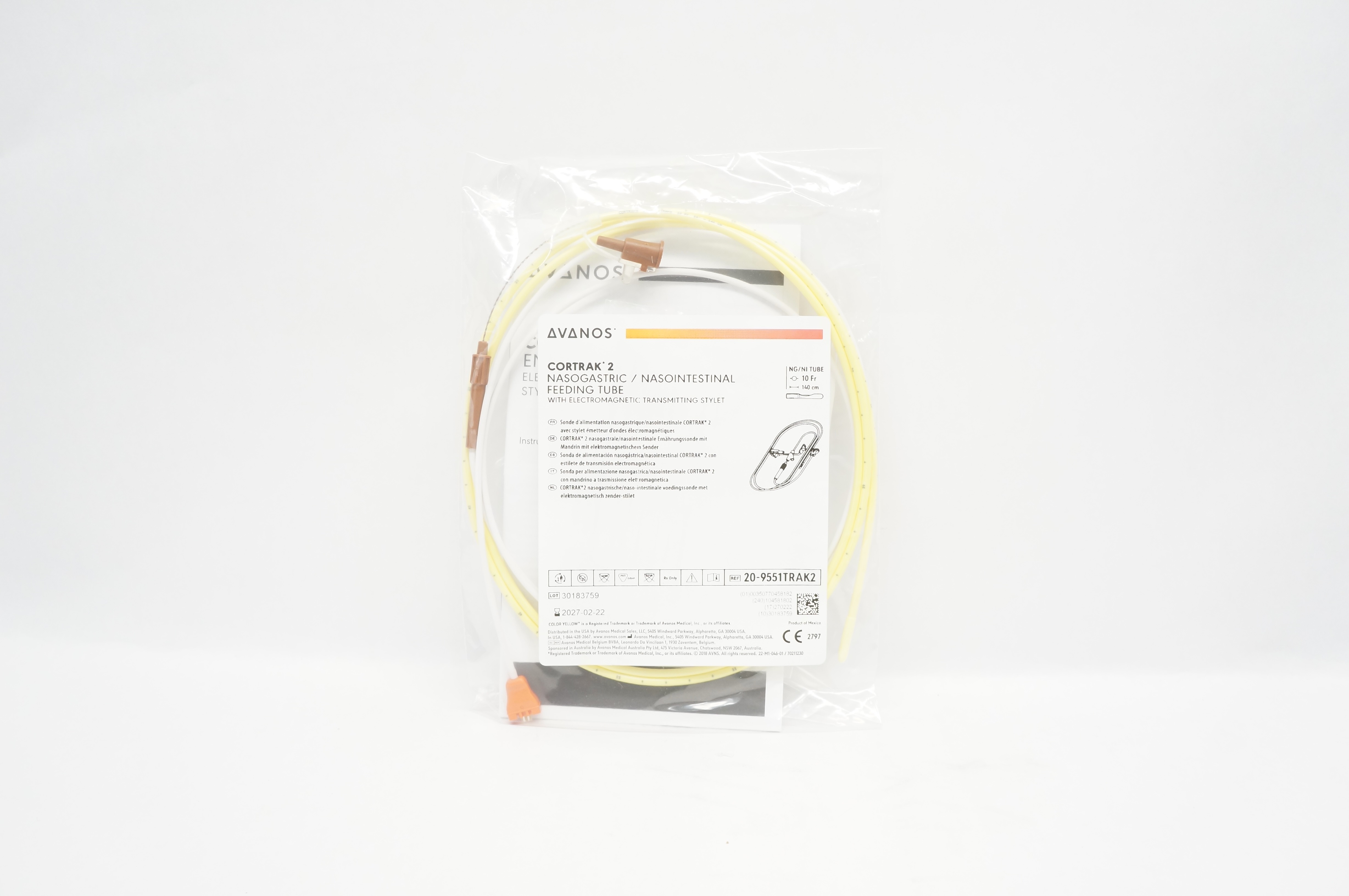 Avanos 20-9551TRAK2 2 Nasogastric Feeding Tube 10 Fr x 140cm