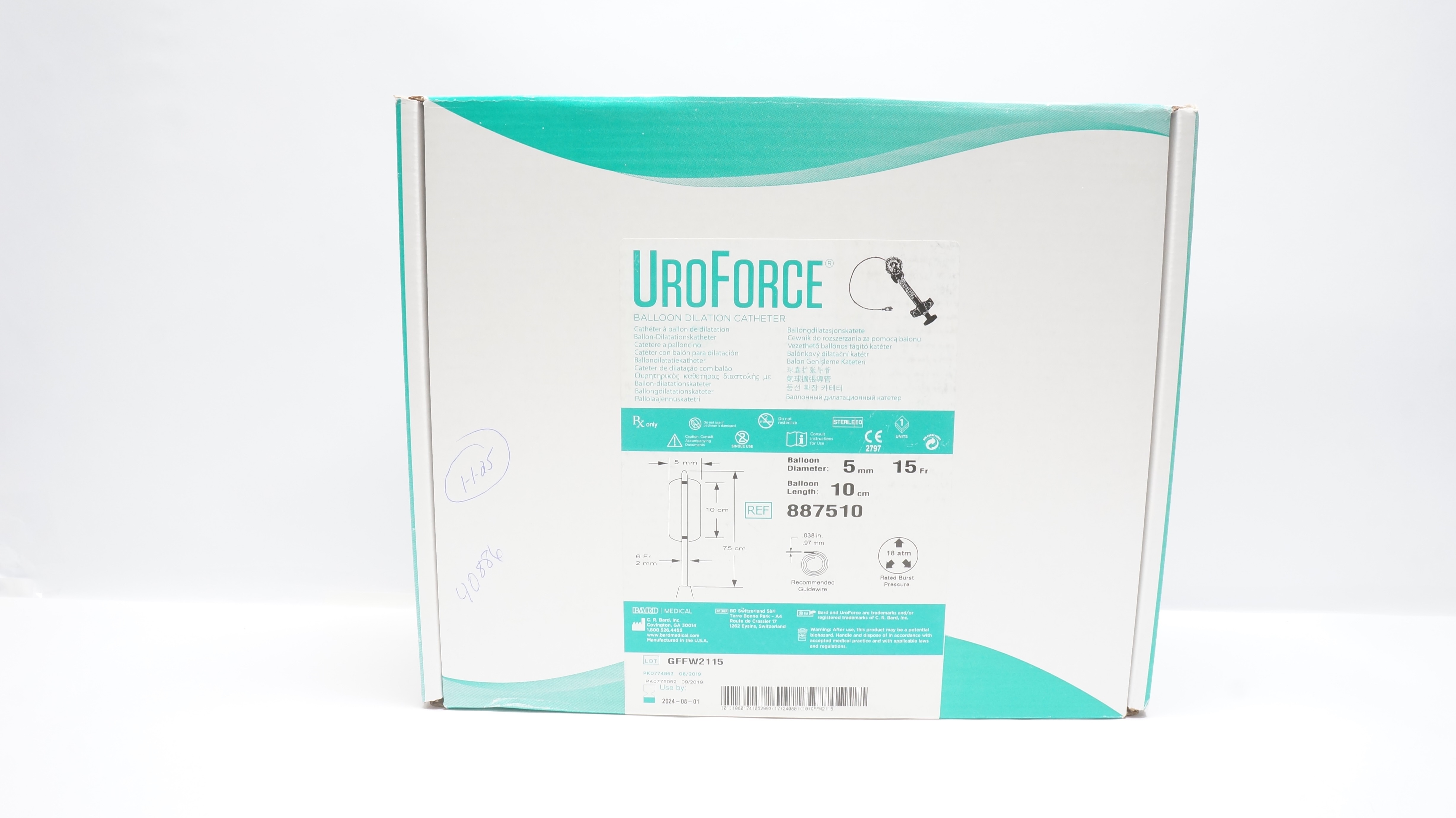 Bard 887510 UroForce Balloon Dilation Cath. 15Fr. x 5mm x 10cm (x)