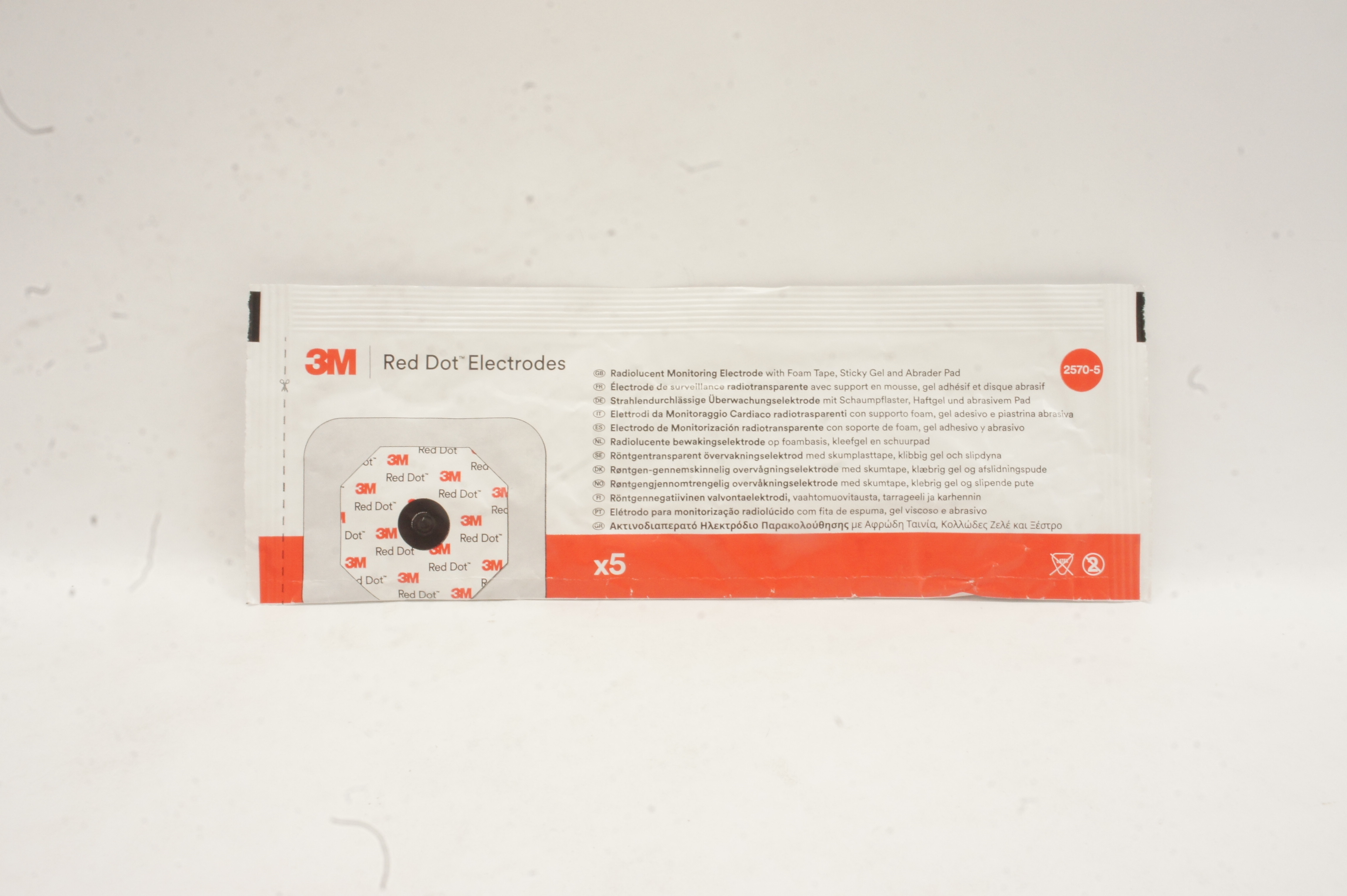 3M 2570-5 Radiolucent Monitoring Electrode Foam Tape Abrader Pad - Pack of 5