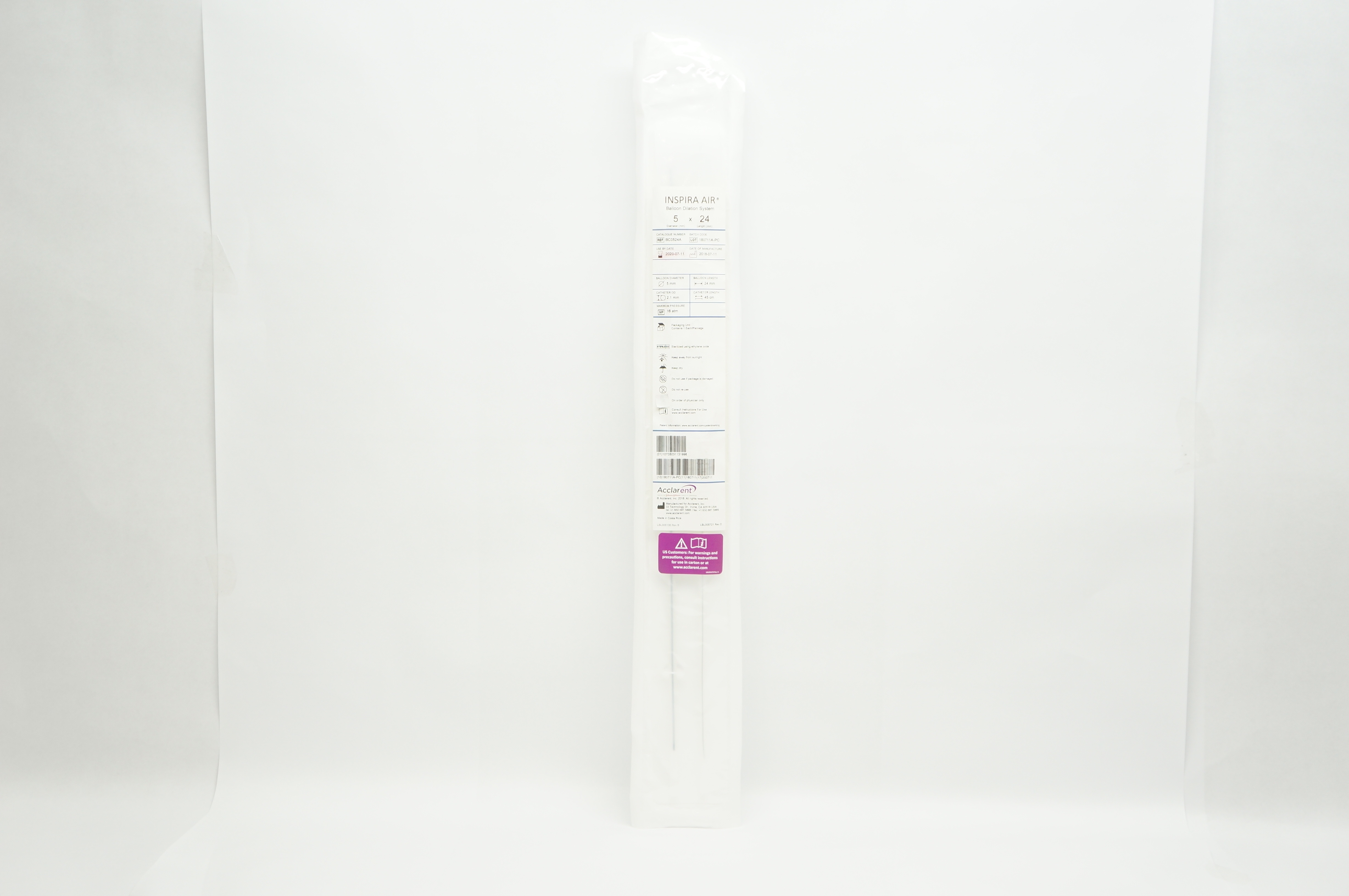 Acclarent BC0524A INSPIRA AIR Balloon Dilation System 5mm x 24mm (x)