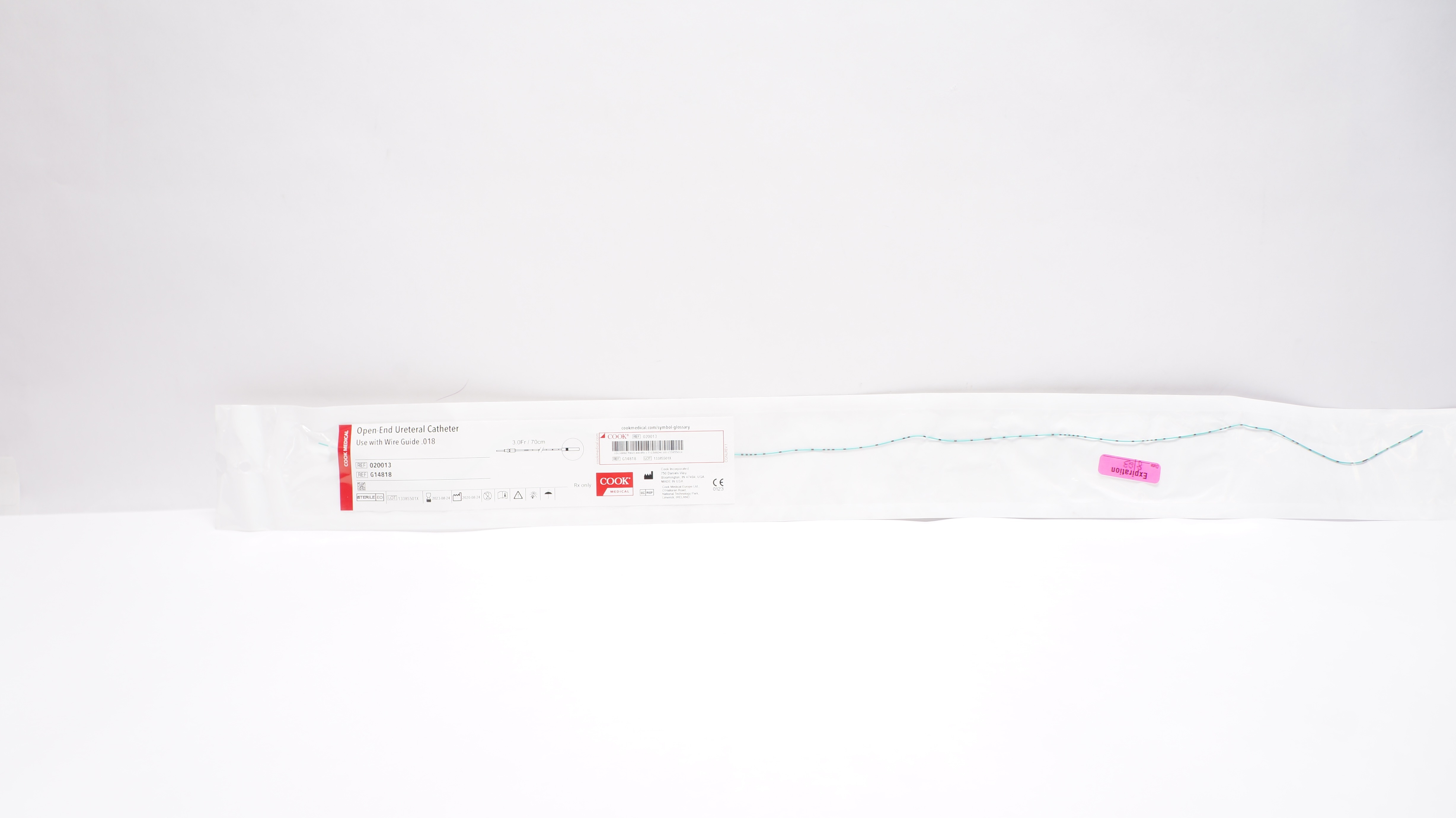 Cook Medical G14818 Open-End Ureteral Cath. 3.0Fr/70cm w/.018inch Wire Guide (x)
