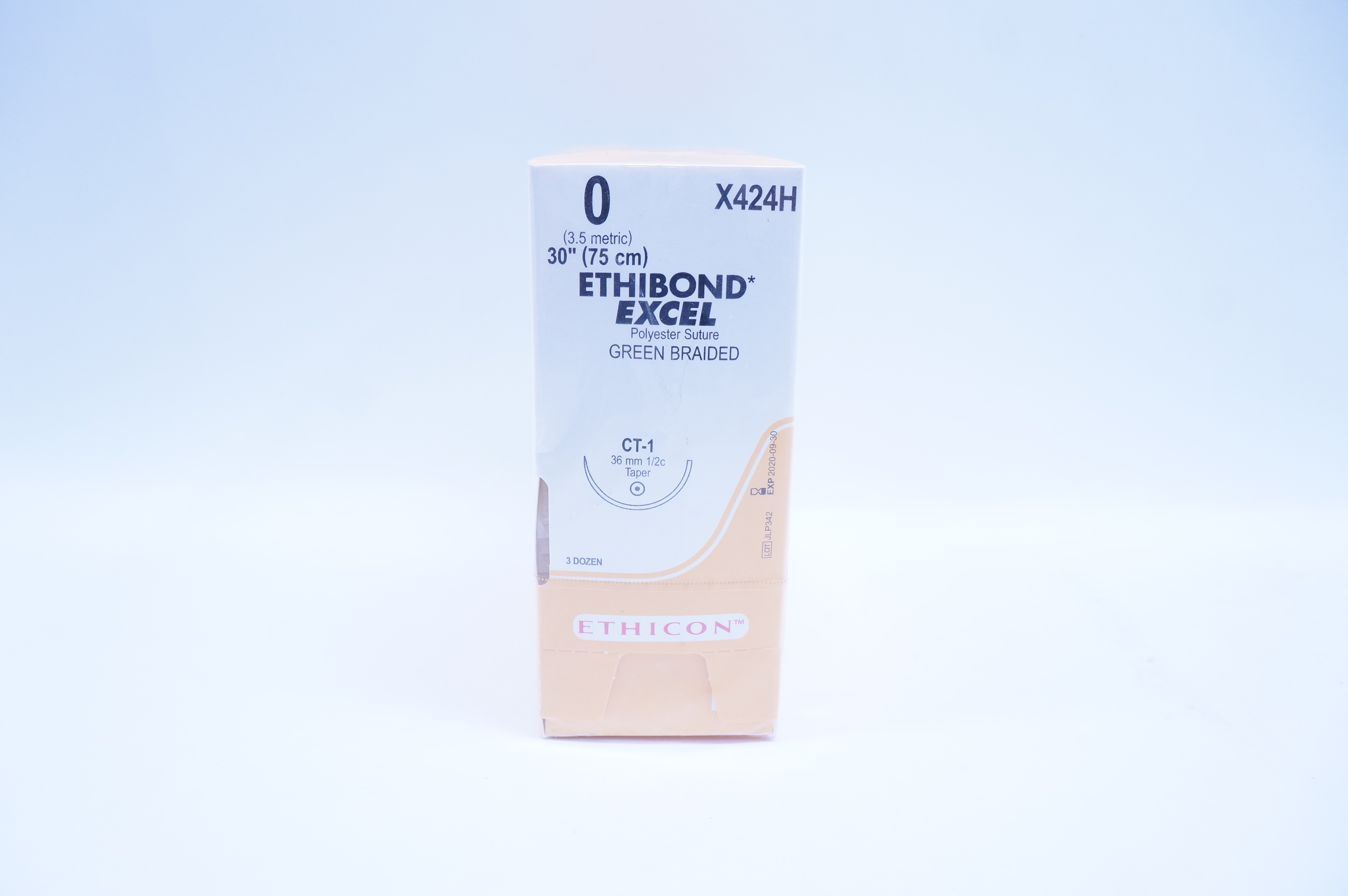 Ethicon X424H 0 Ethibond Excel CT-1 36mm 1/2c Taper, 30inch (x) - Box of 3 Dozen