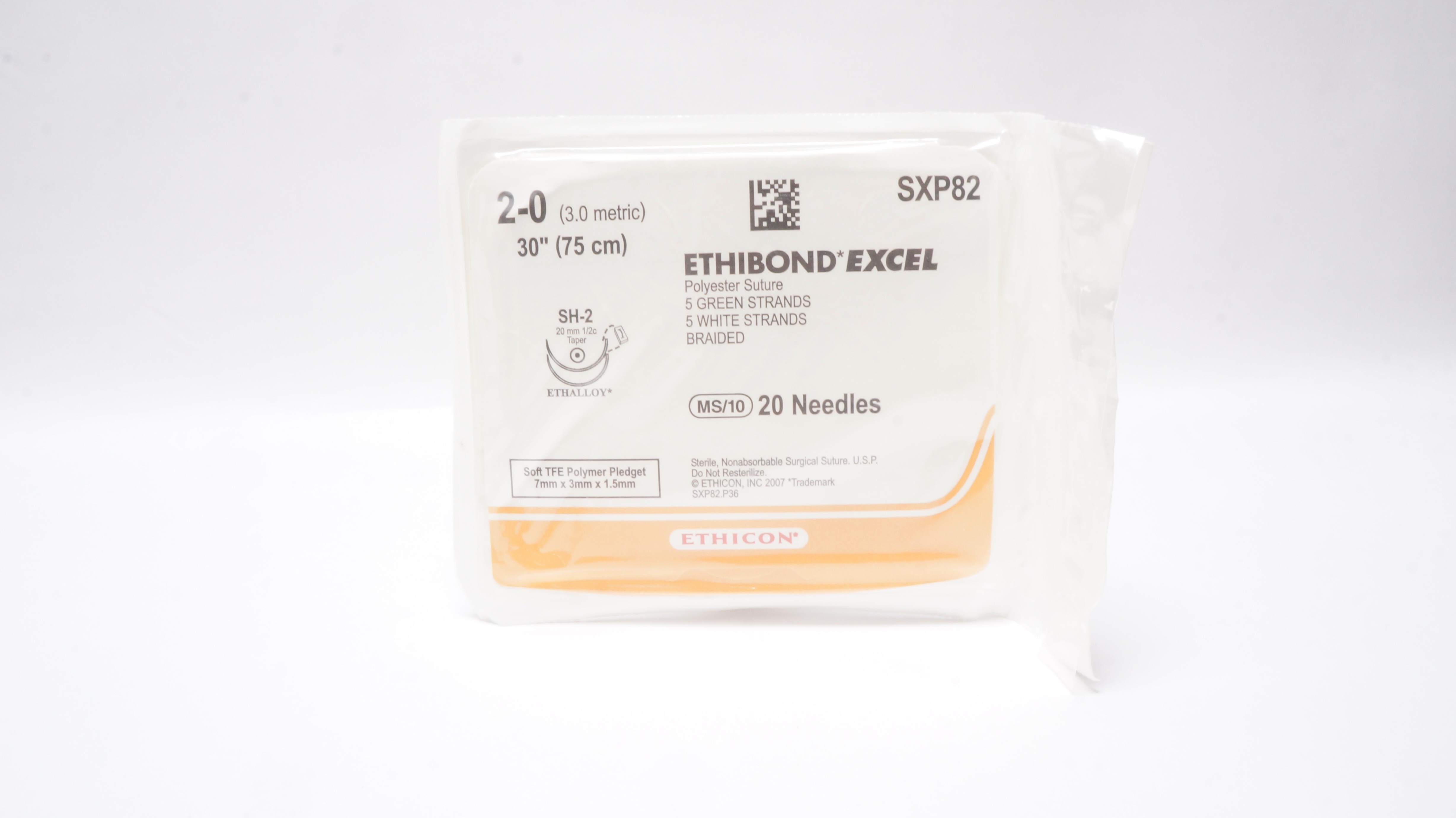 Ethicon SXP82 2-0 Ethibond Excel Polyester Stre SH-2 20mm 1/2c Taper 30inch (x)