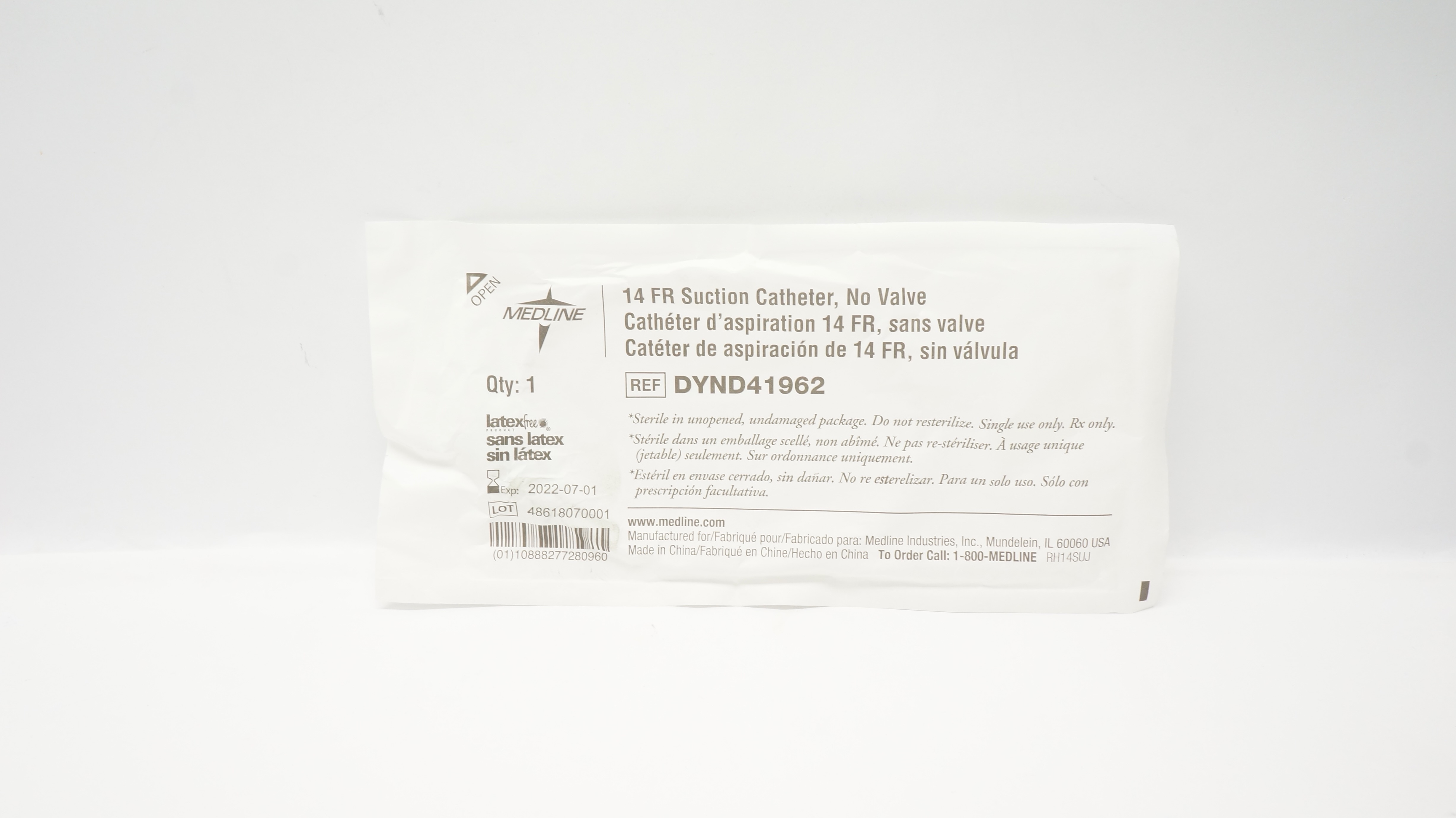 Medline DYND41962  Suction Cath. No Valve, 14Fr (x)