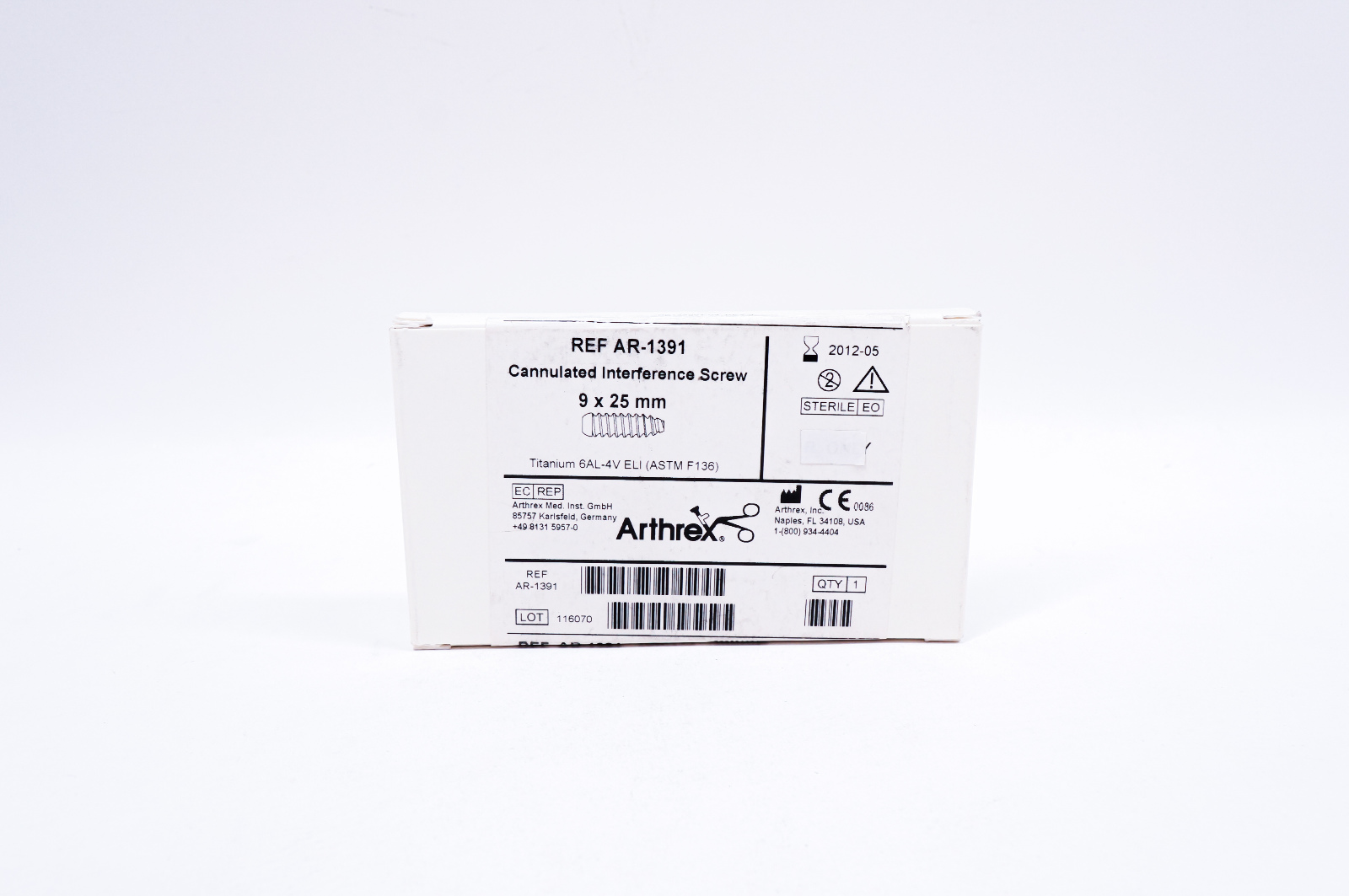 Arthrex AR-1391 Cannulated Interference Screw 9 x 25mm (x)