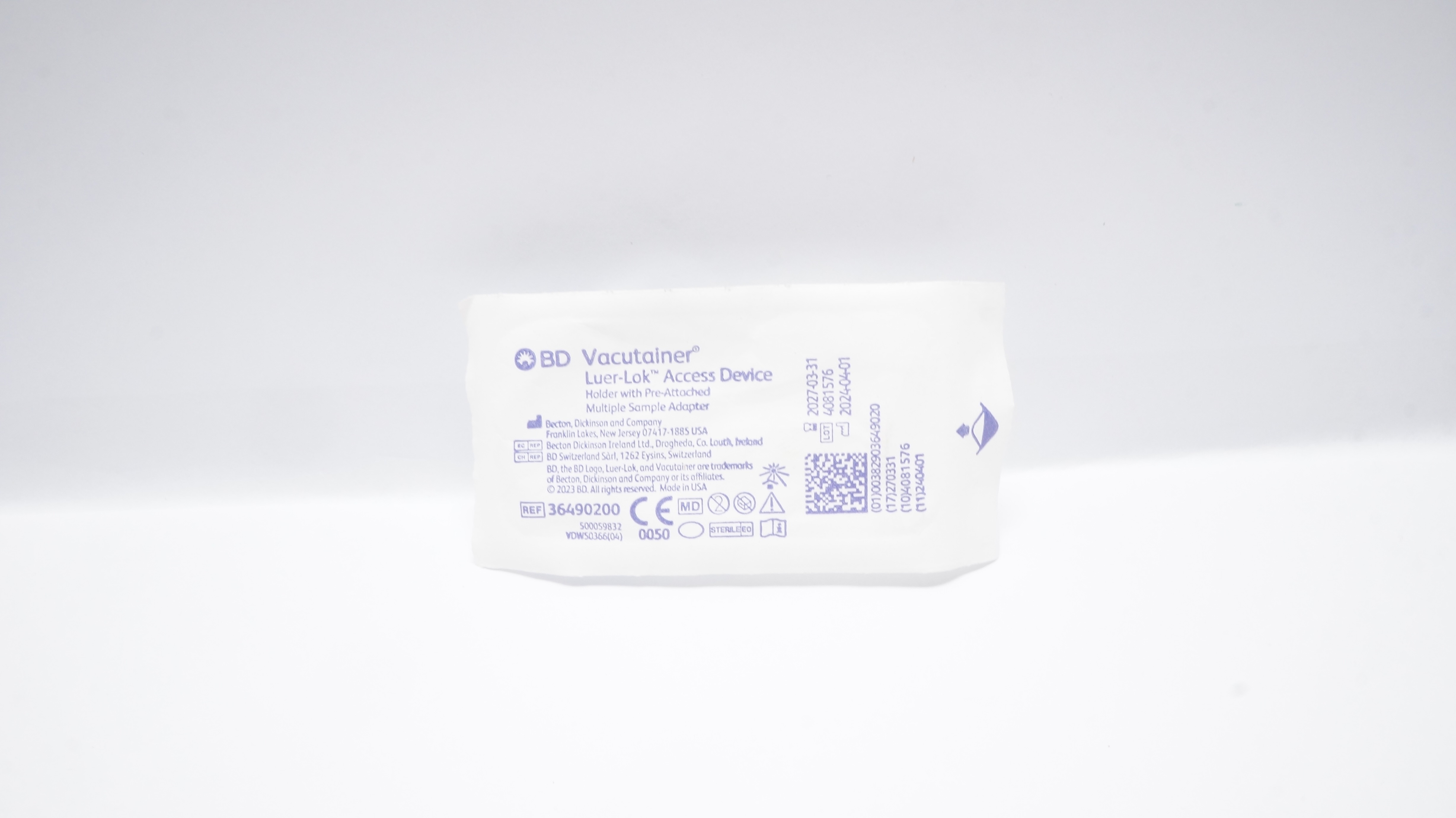 BD 36490200 Vacutainer Luer-Lok Access Device Holder w/Multiple Sample Adapter