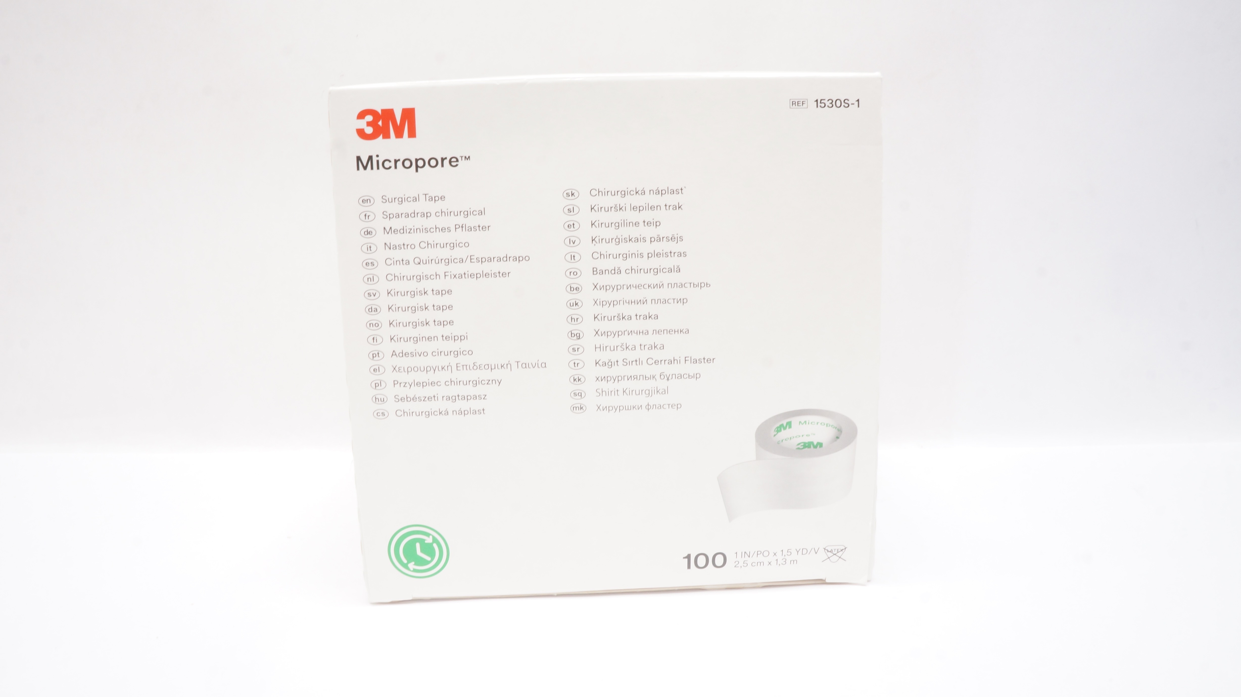 3M 1530S-1 Micropore Rolls Surgical Tape 1inch x 1.5yd. - Box of 100