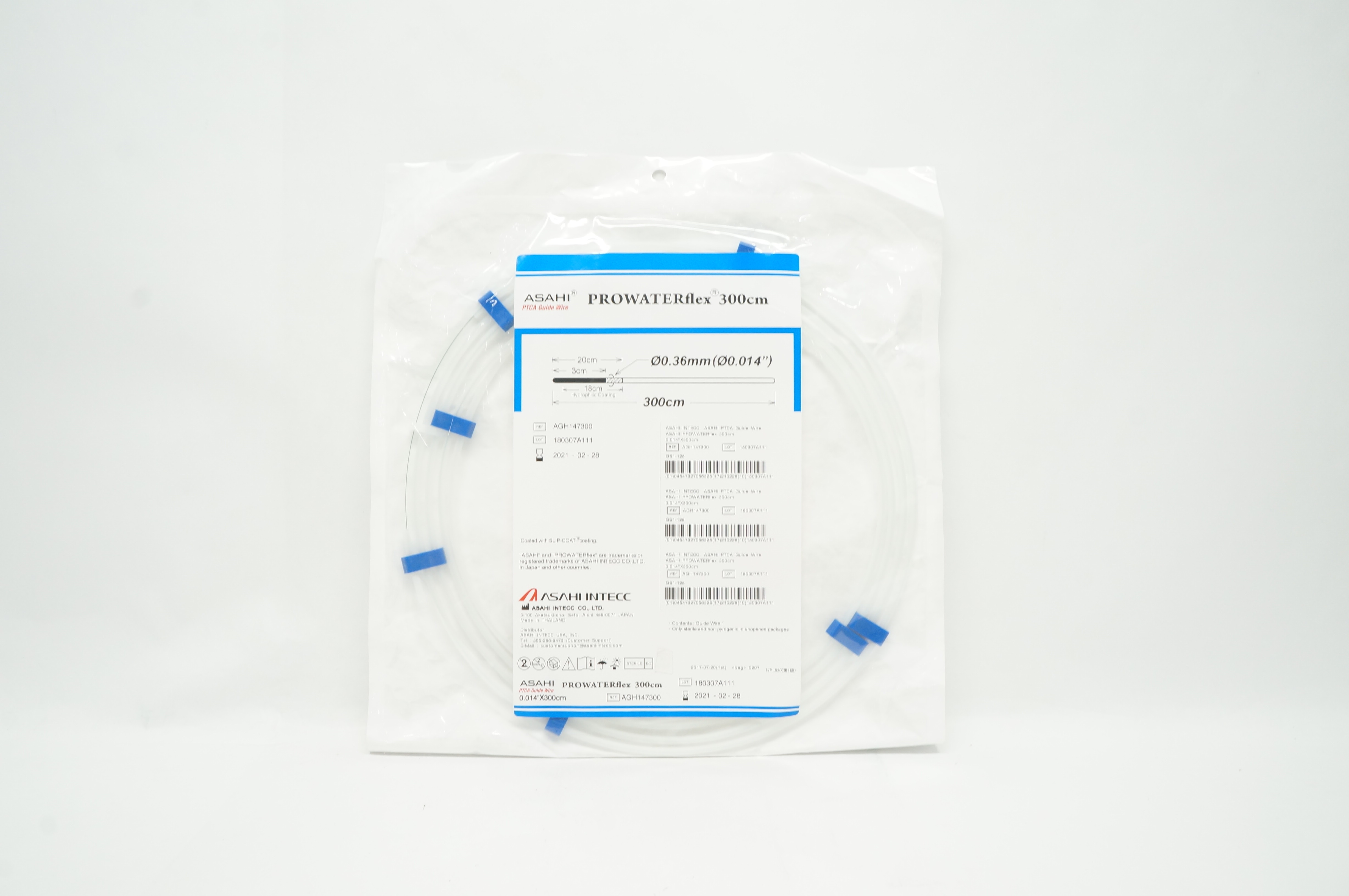 Asahi Intecc AGH147300 Prowaterflex PTCA Guide Wire 0.014inch x 300cm (x)
