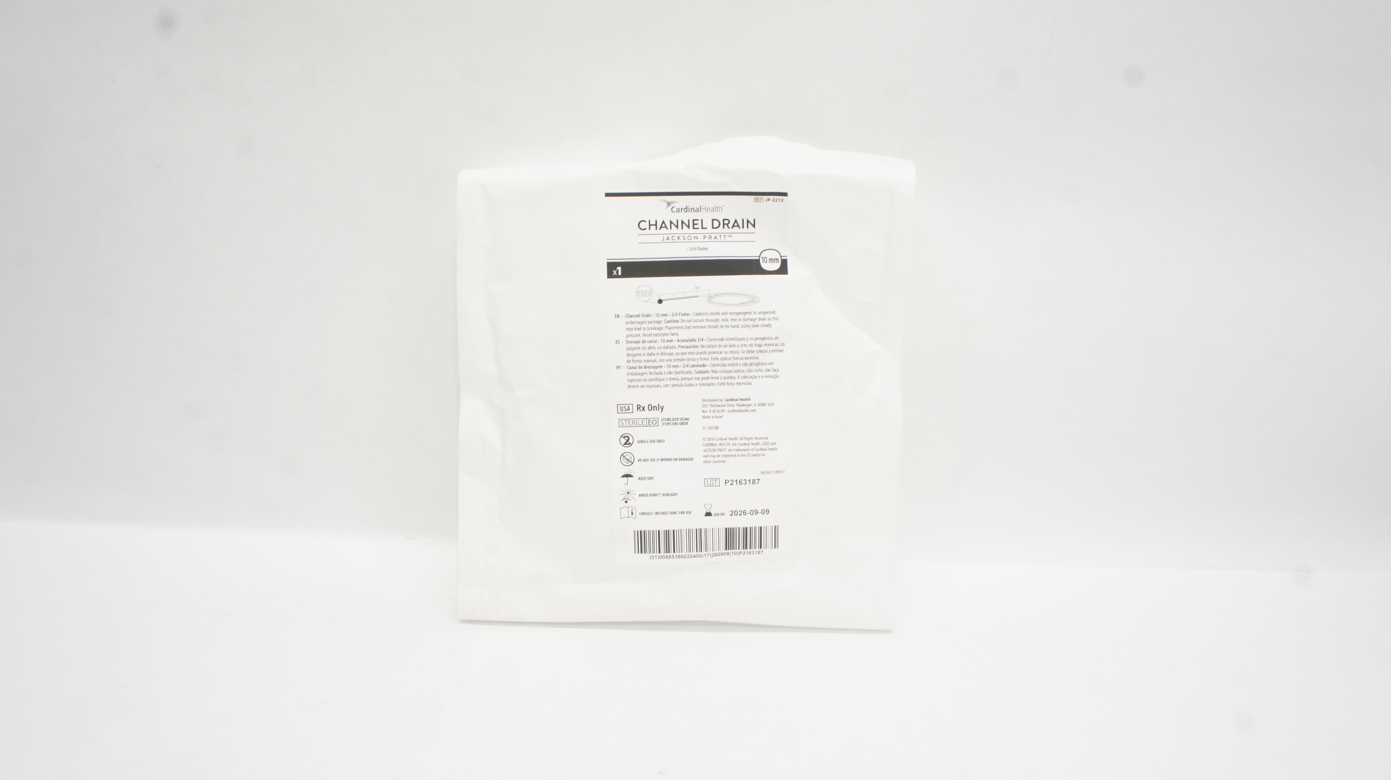 Cardinal Health JP-2213 Jackson-Pratt Channel Drain 3/4 Flutes 10mm