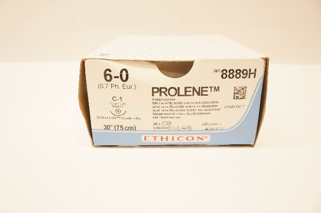 Ethicon 8889H 6-0 PROLENE, C-1, 13mm 3/8c Taper, 30inch - Box of 28