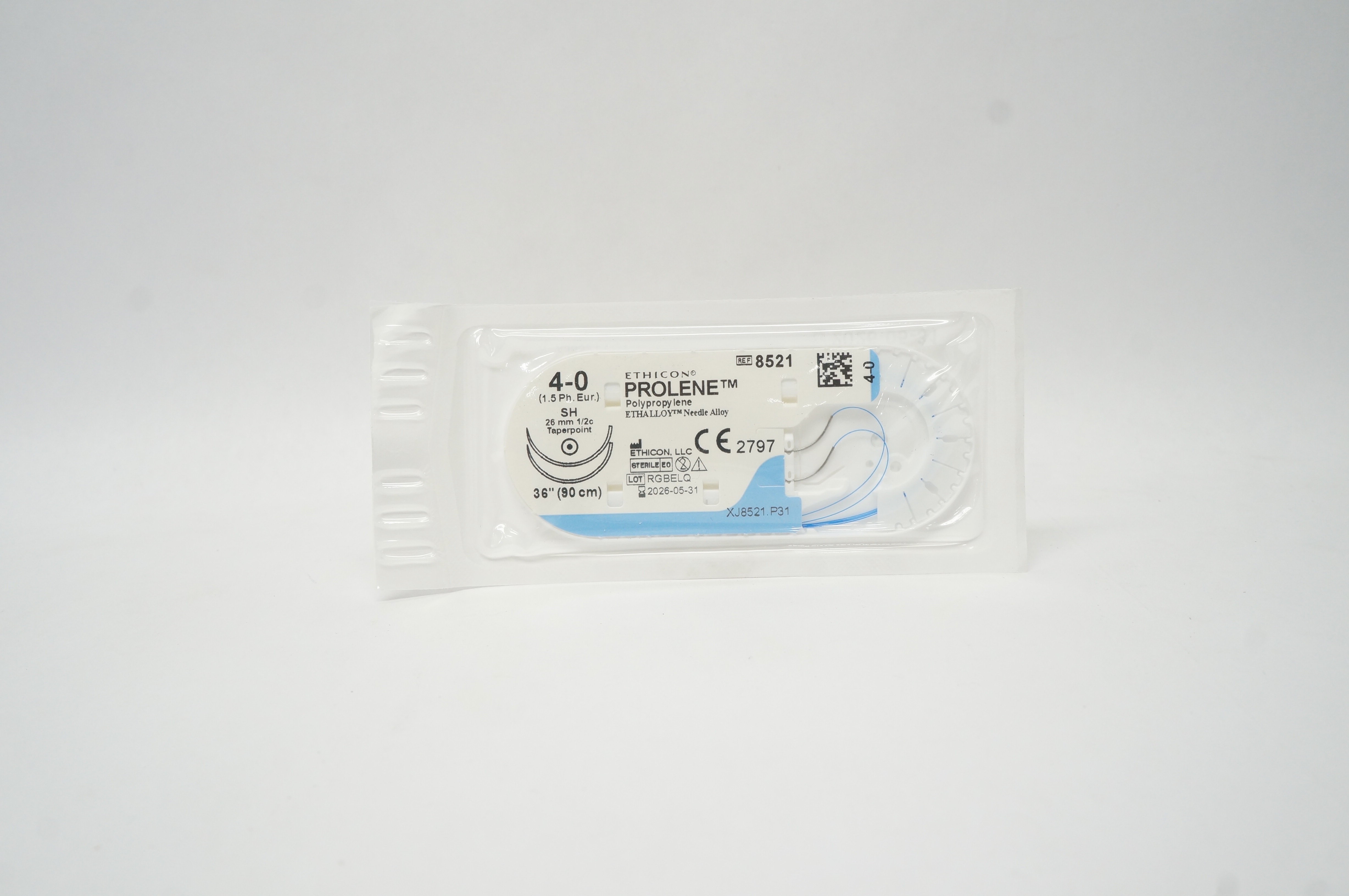 Ethicon 8521 4-0 Prolene Polypropylene Stre SH 26mm 1/2c Taperpoint 36 inch