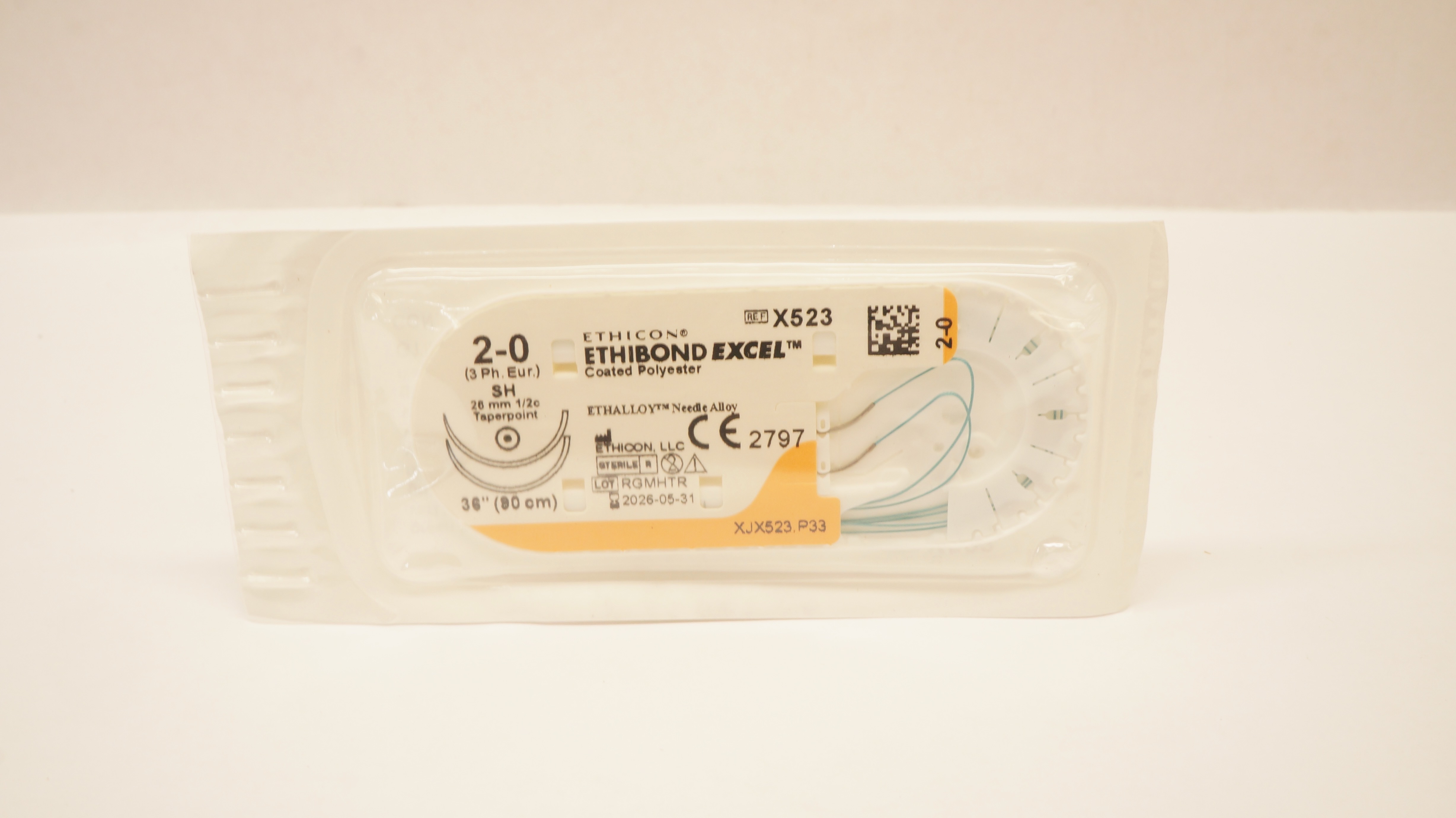 Ethicon X523 2-0 Ethibond Excel Surgical Stre SH 26mm 1/2c Taperpoint 36inch