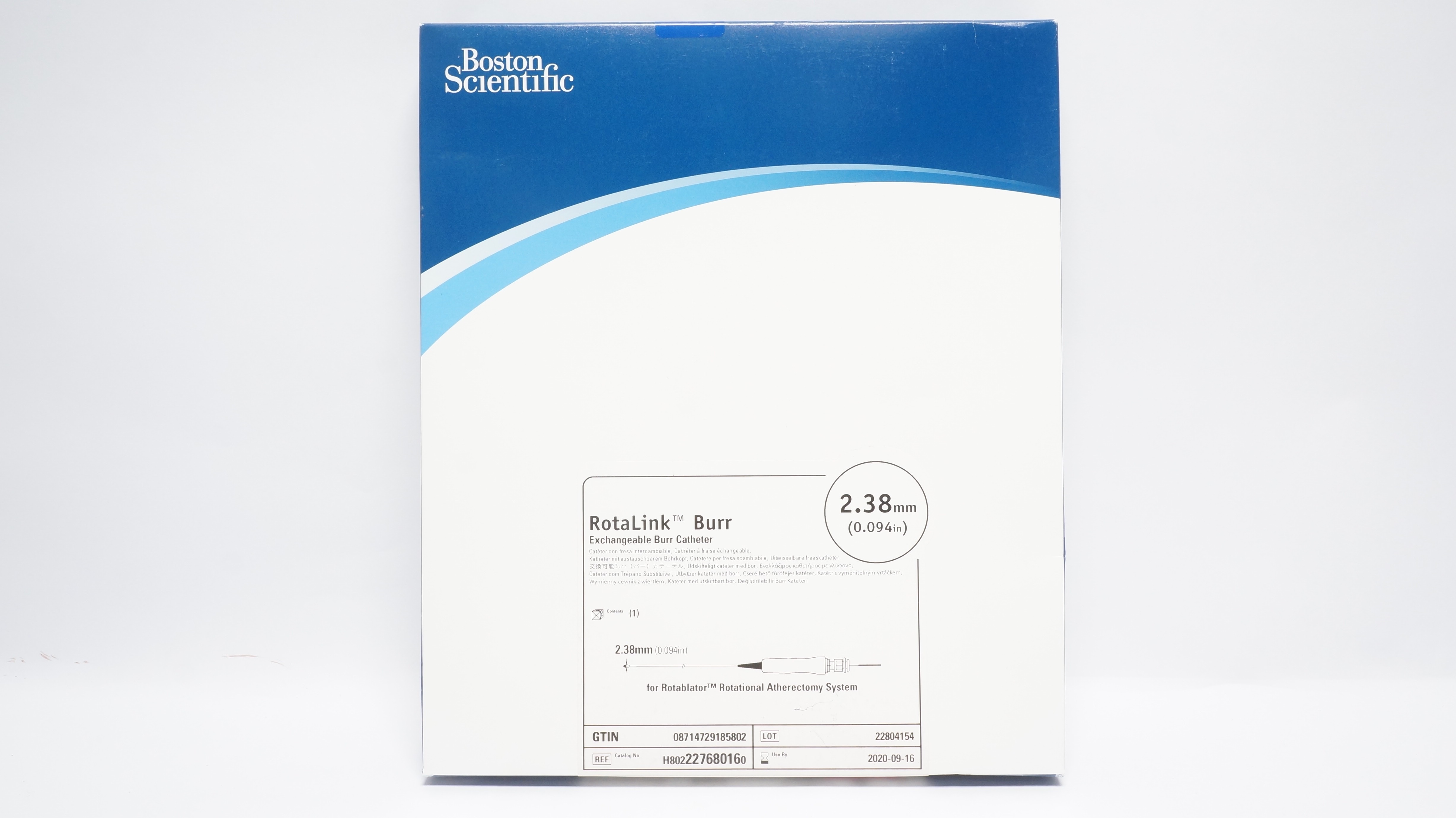 Boston Scientific 22768016 ROTALINK Burr Exchangeable Burr Catheter. 2.38 mm (x)