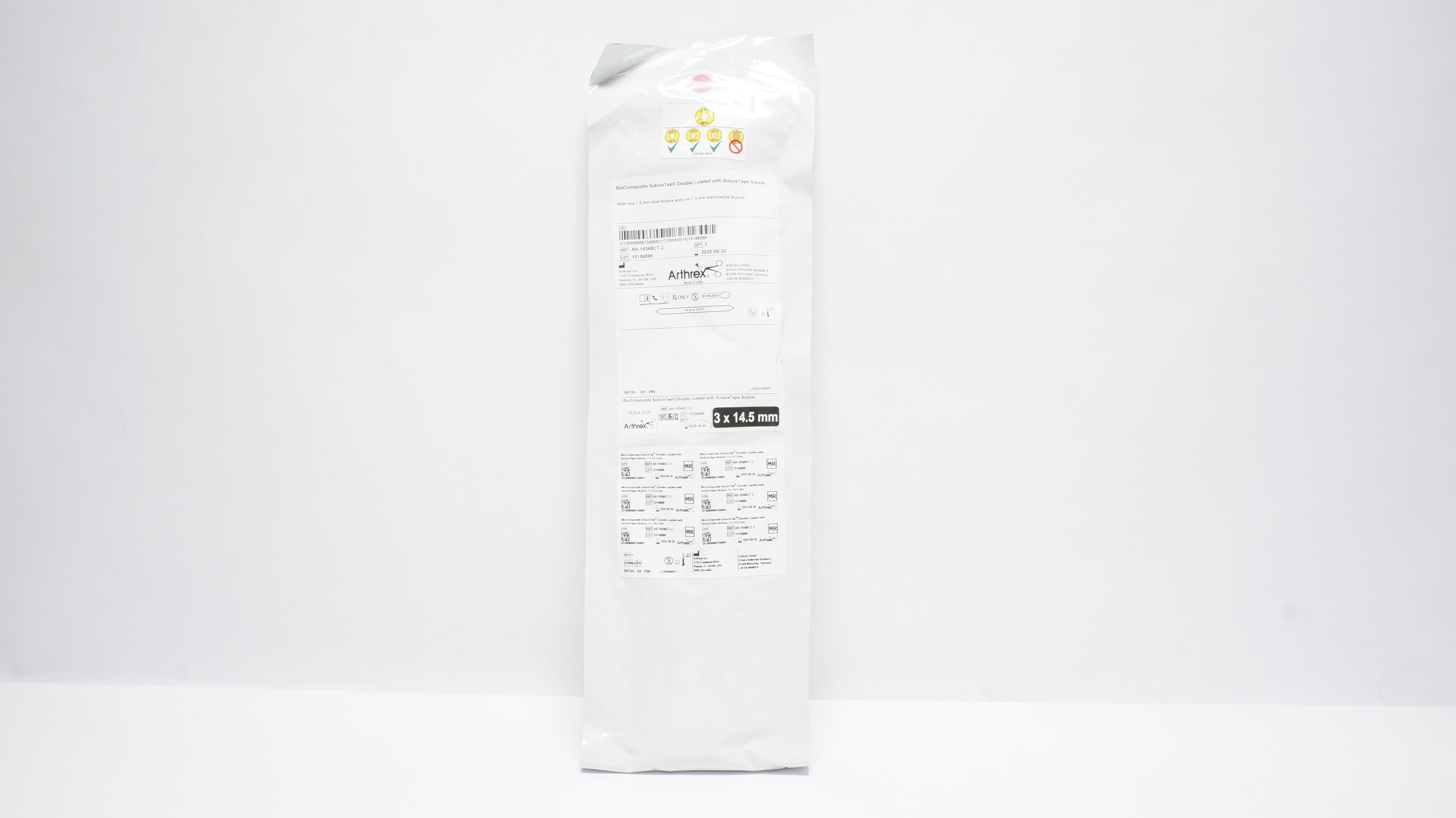 Arthrex AR-1934BCT-2 BioComposite Suture Tak Double Loaded W/StreTape Stre (x)