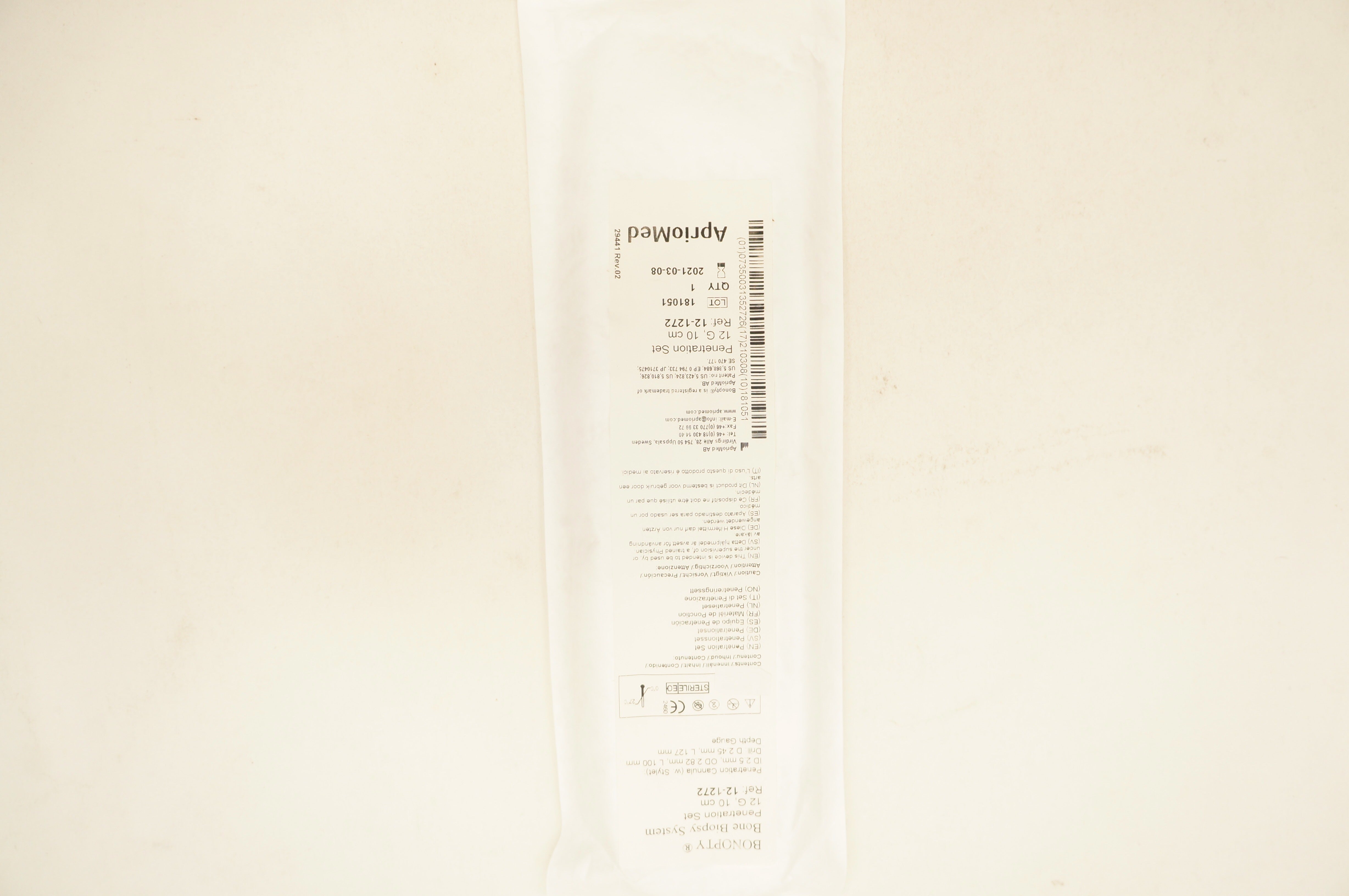 AprioMed 12-1272 Bonopty Bone Biopsy System Penetration Set 12G 10cm (x)