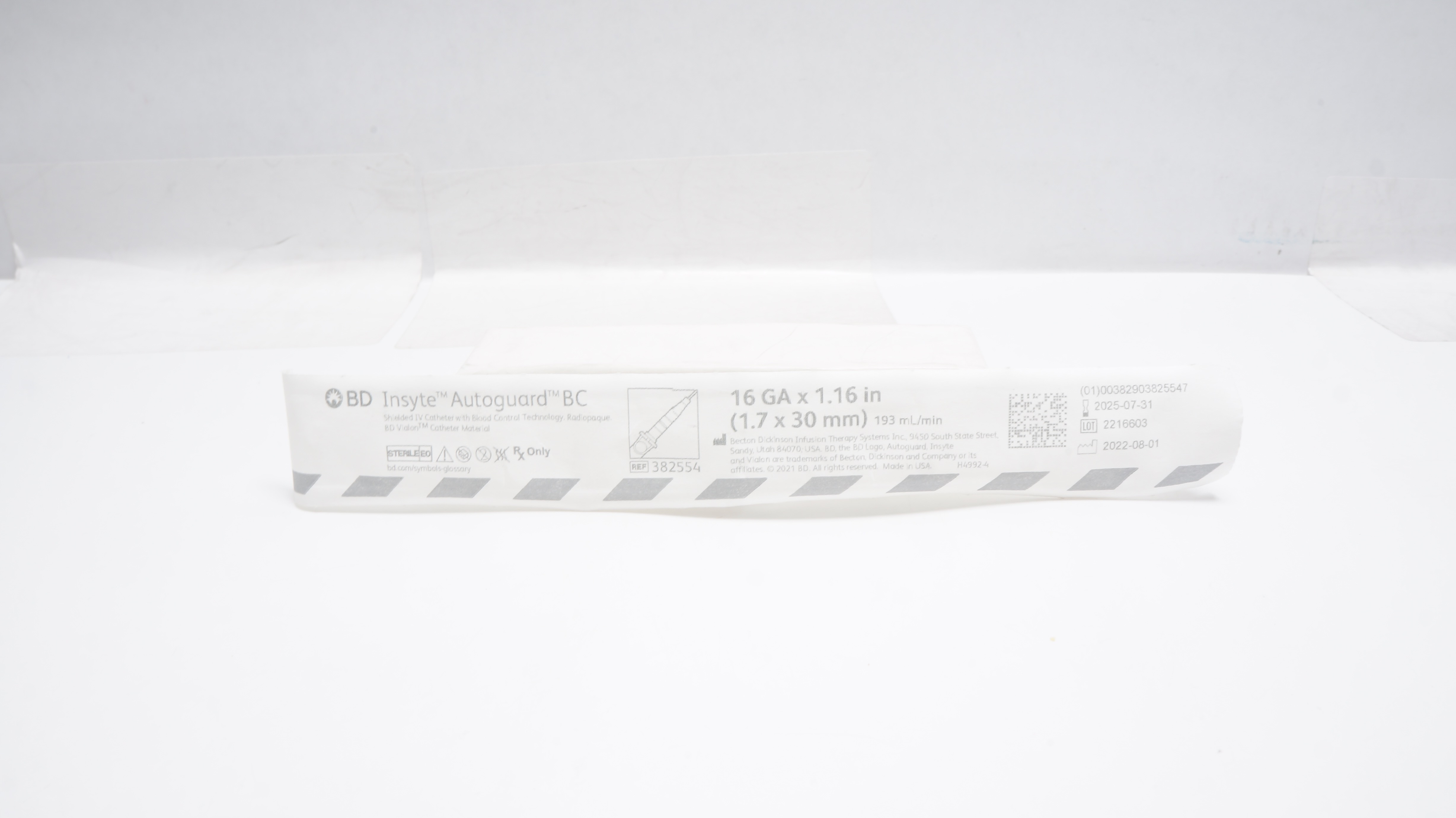 BD 382554 Insyte Autoguard BC Shielded IV Cath. 16GA x 1.16inch x 193 ml/min(x)