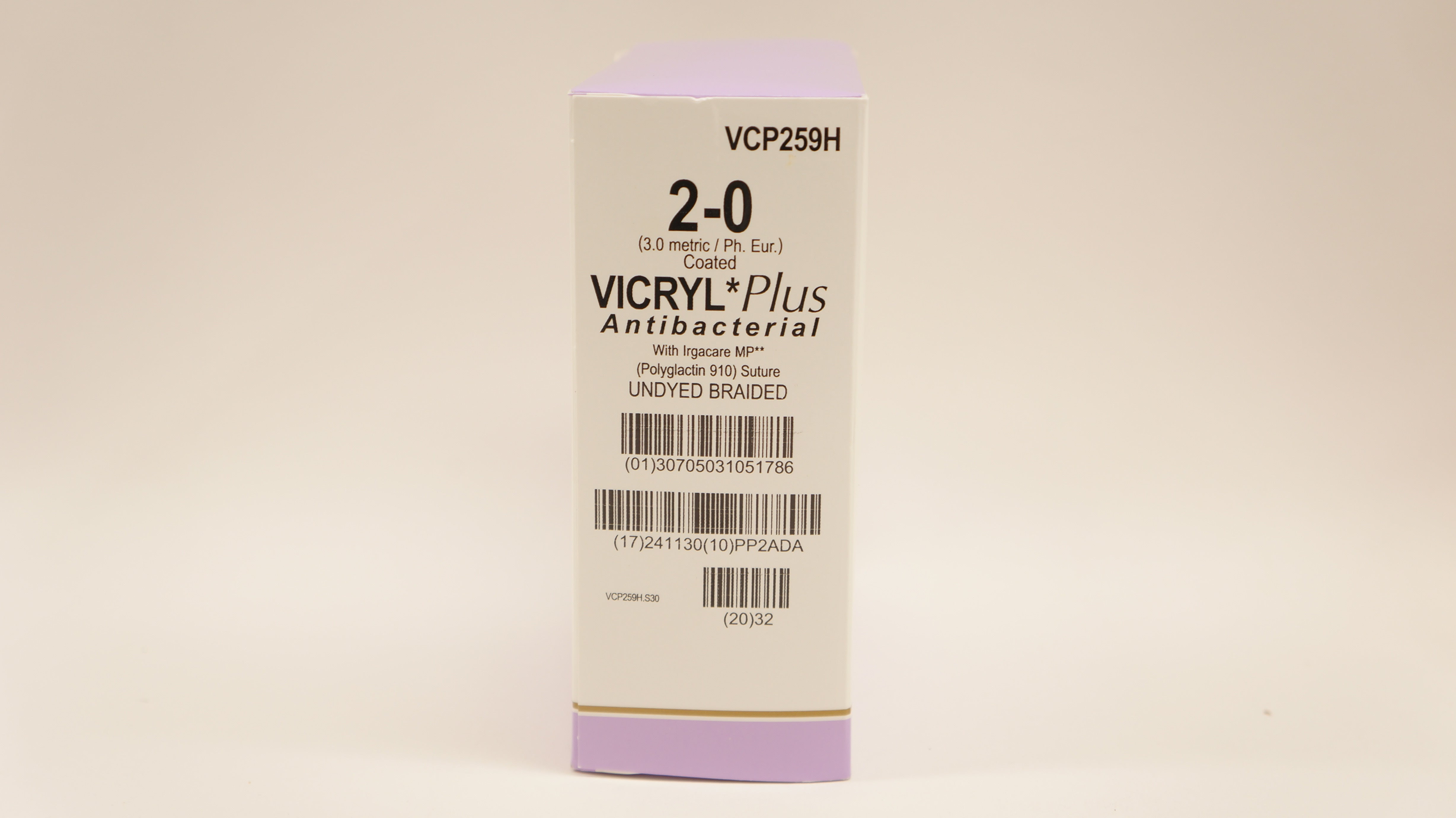 Ethicon VCP259H 2-0 Coated Vicryl Plus Stre CT-1 36mm 1/2c, 27 inch - Box of 30
