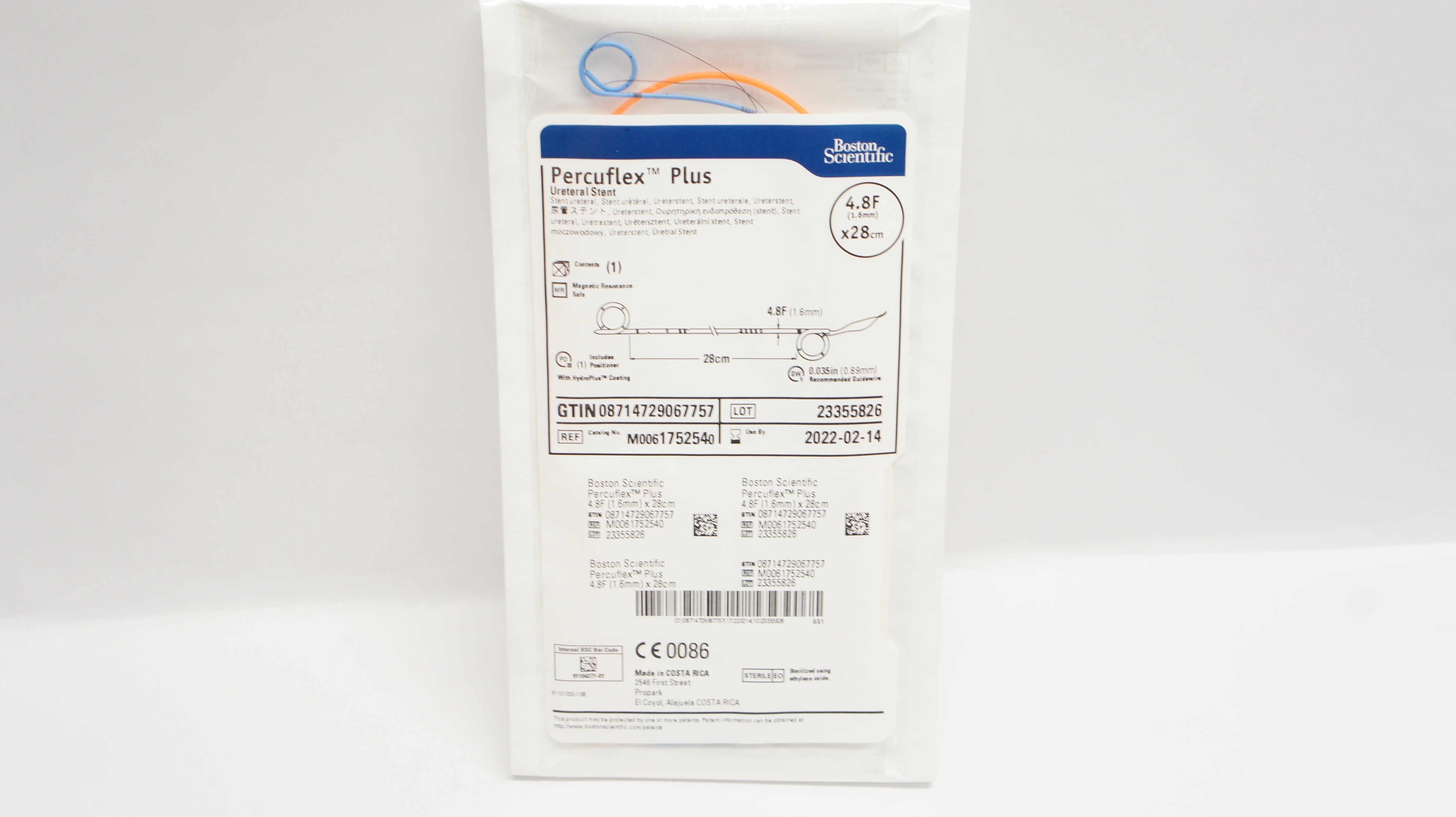 Boston Scientific 175254 Percuflex Plus Ureteral Stnt, 4.8F x 28cm (x)