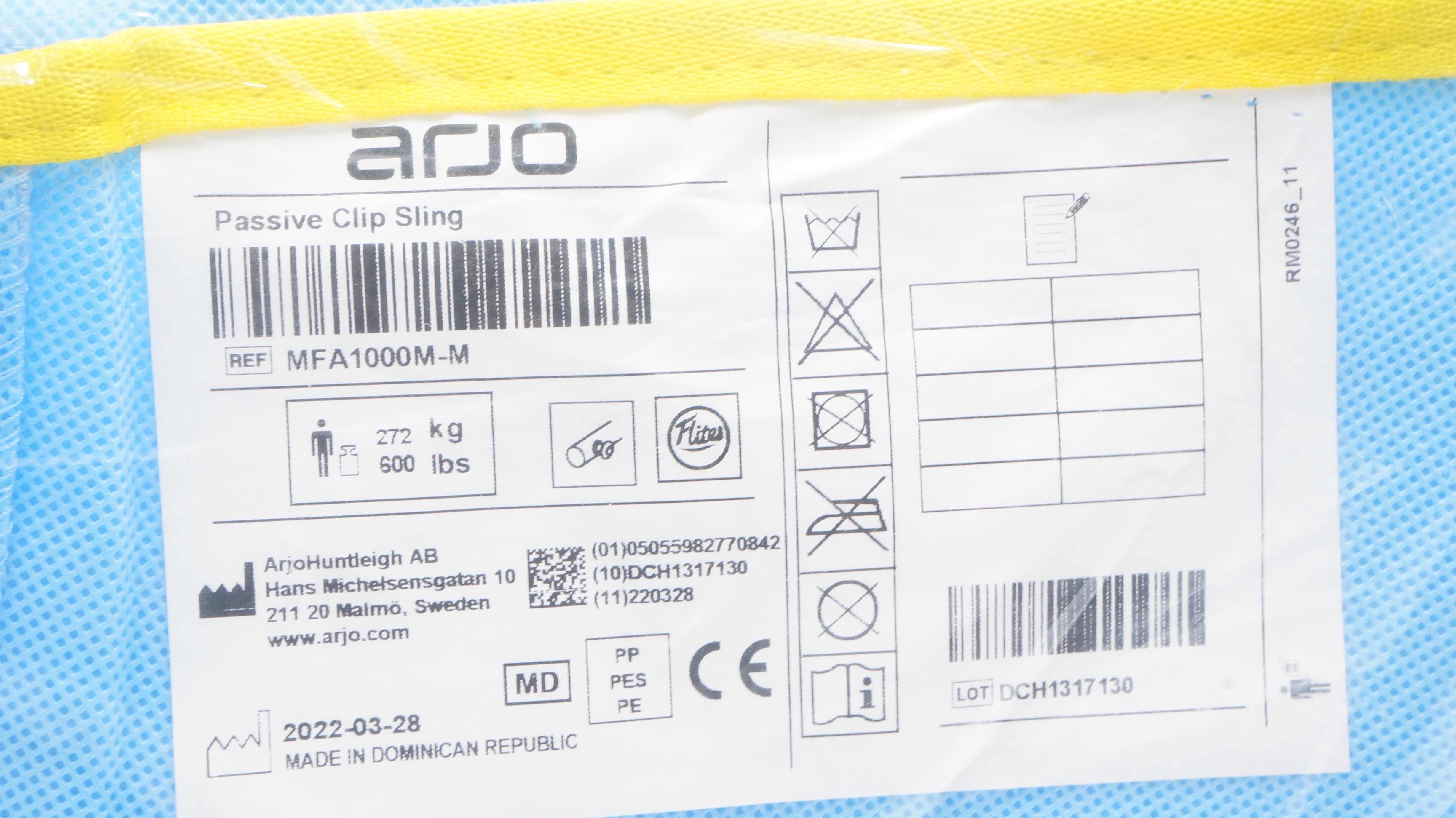 Arjo Huntleigh MFA1000M-M Passive Clip Sling 600lbs
