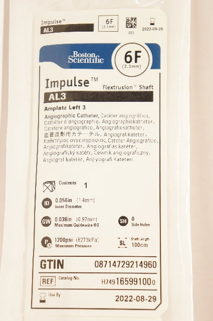 Boston Scientific H749165991000 Impulse Amplatz Left 3 Angiographic Cath. 6F (x)