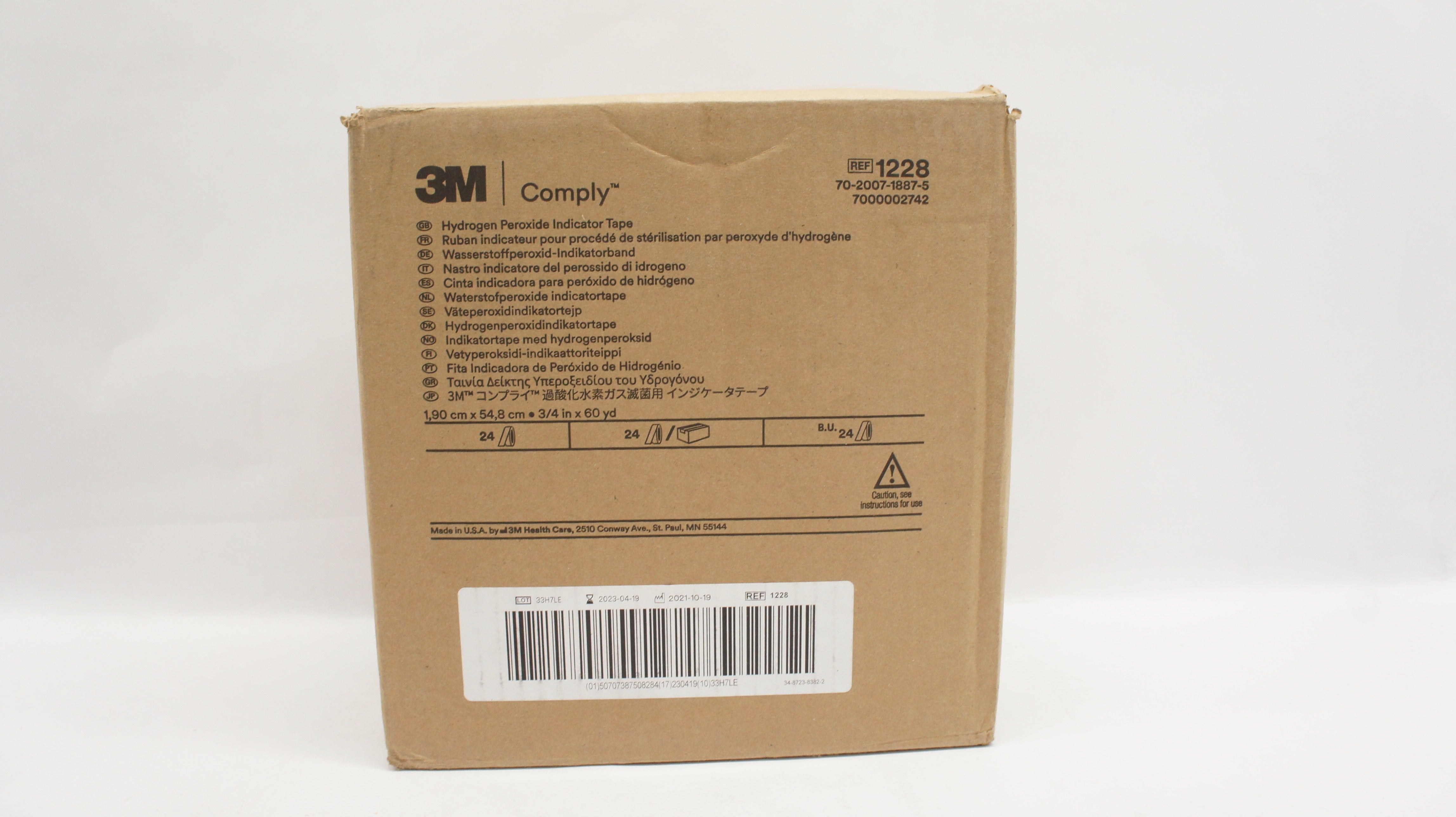 3M 1228 Comply Hydrogen Peroxide Indicator Tape 3/4in x 60yd - Case of 24